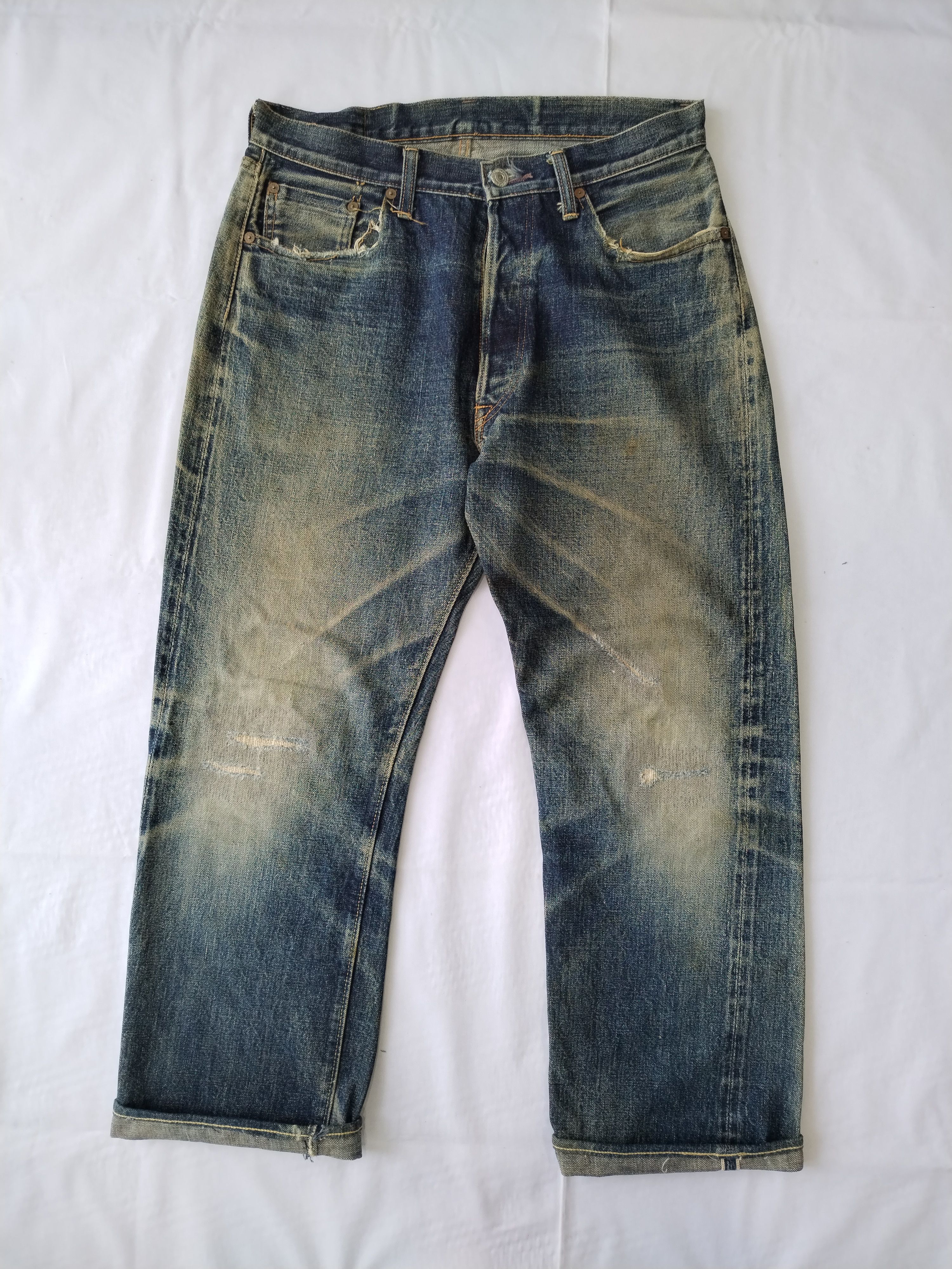 Image of Denime Xx Leather Patch Selvedge Denim in Indigo, Men's (Size 33)