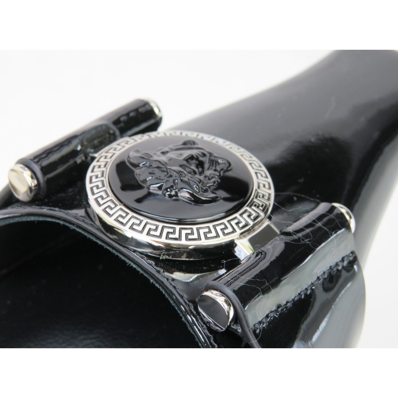 Versace VERSACE BLACK PATENT LEATHER COIN MEDUSA SANDALS PUMPS 37.5 Size US 7.5 / IT 37.5 - 9 Thumbnail