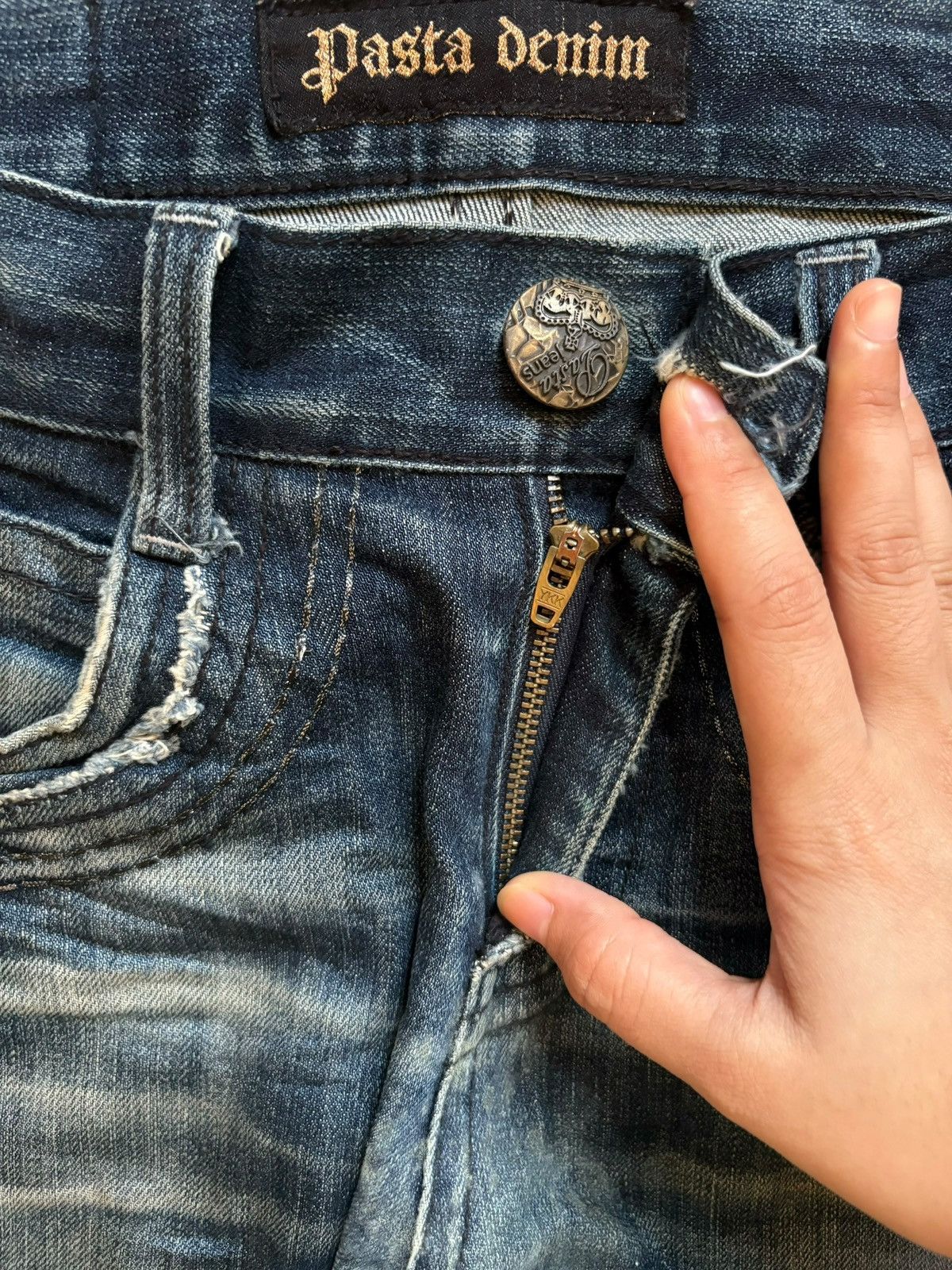 Japanese Brand × Seditionaries Vintage Japanese Brand Mud Wash Skull Embroidered Jeans Size US 31 - 3 Thumbnail