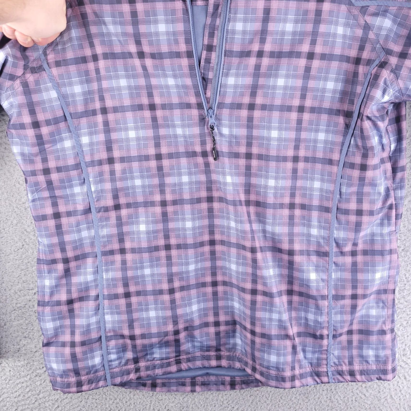 Vintage Sunice Jacket Womens Large Purple Plaid Quarter Zip Sweater Nylon Weather Check Size L / US 10 / IT 46 - 2 Thumbnail
