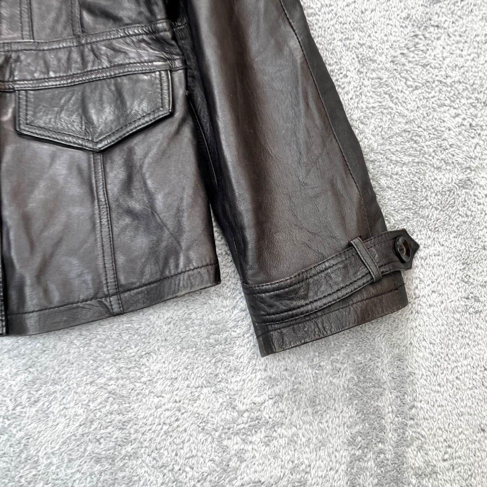 Doublet Xpert Jacket Womens XL Motorcycle Leather Black Double Breasted Button Front Short Coat Size XL / US 12-14 / IT 48-50 - 2 Thumbnail