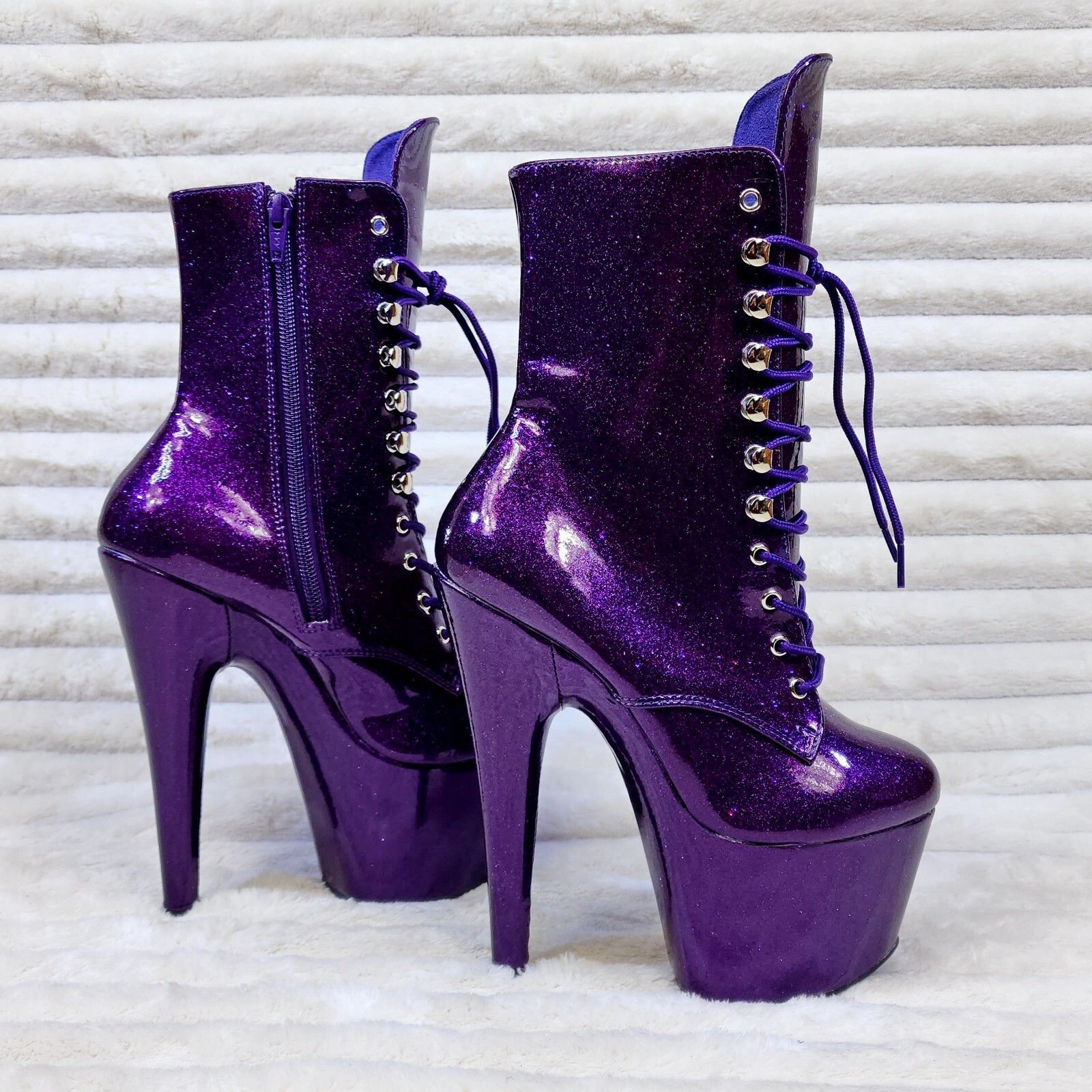 Other Adore 1020GP Purple Glitter Patent 7" High Heel Platform An Size US 8 / IT 38 - 3 Thumbnail