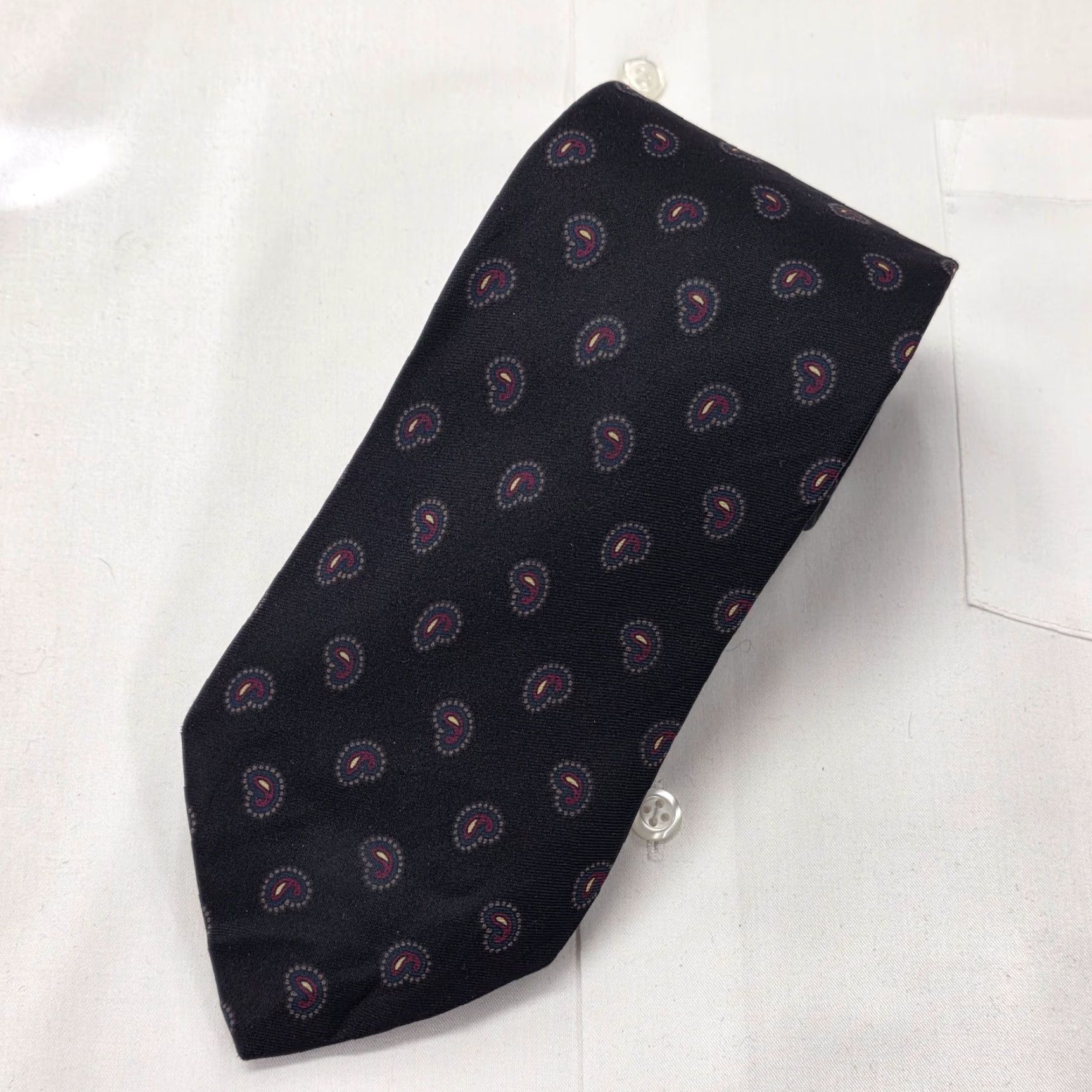 Robert Talbott VINTAGE Robert Talbott Silk Tie Mens Black Paisley Hand Painted Necktie Stylish Classic Size ONE SIZE - 2 Thumbnail