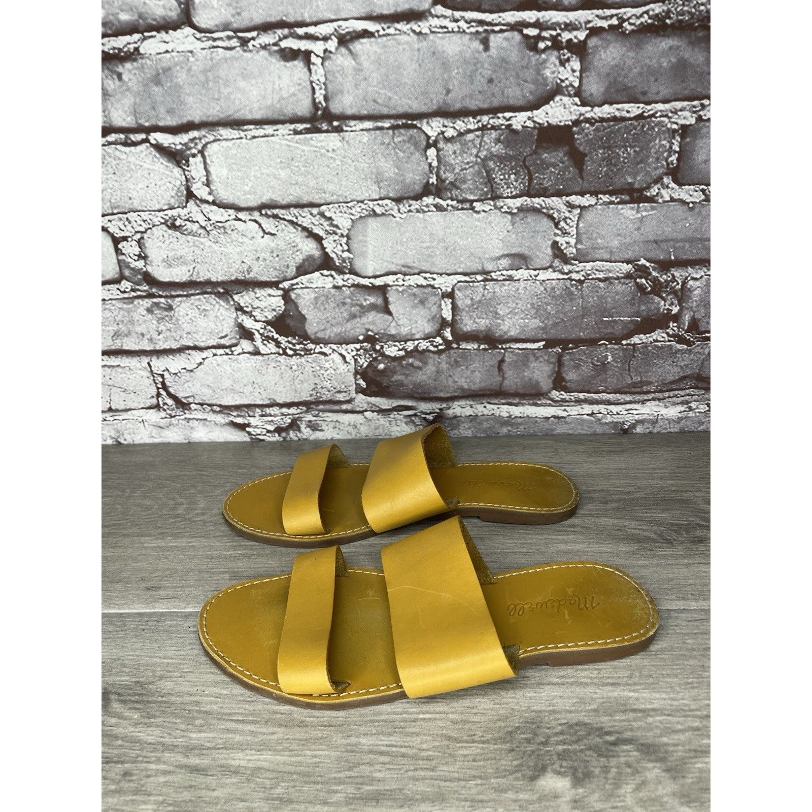 Madewell Madewell Yellow Tan Double Strap Leather Flat Sandals Women’ Size US 7.5 / IT 37.5 - 17 Thumbnail