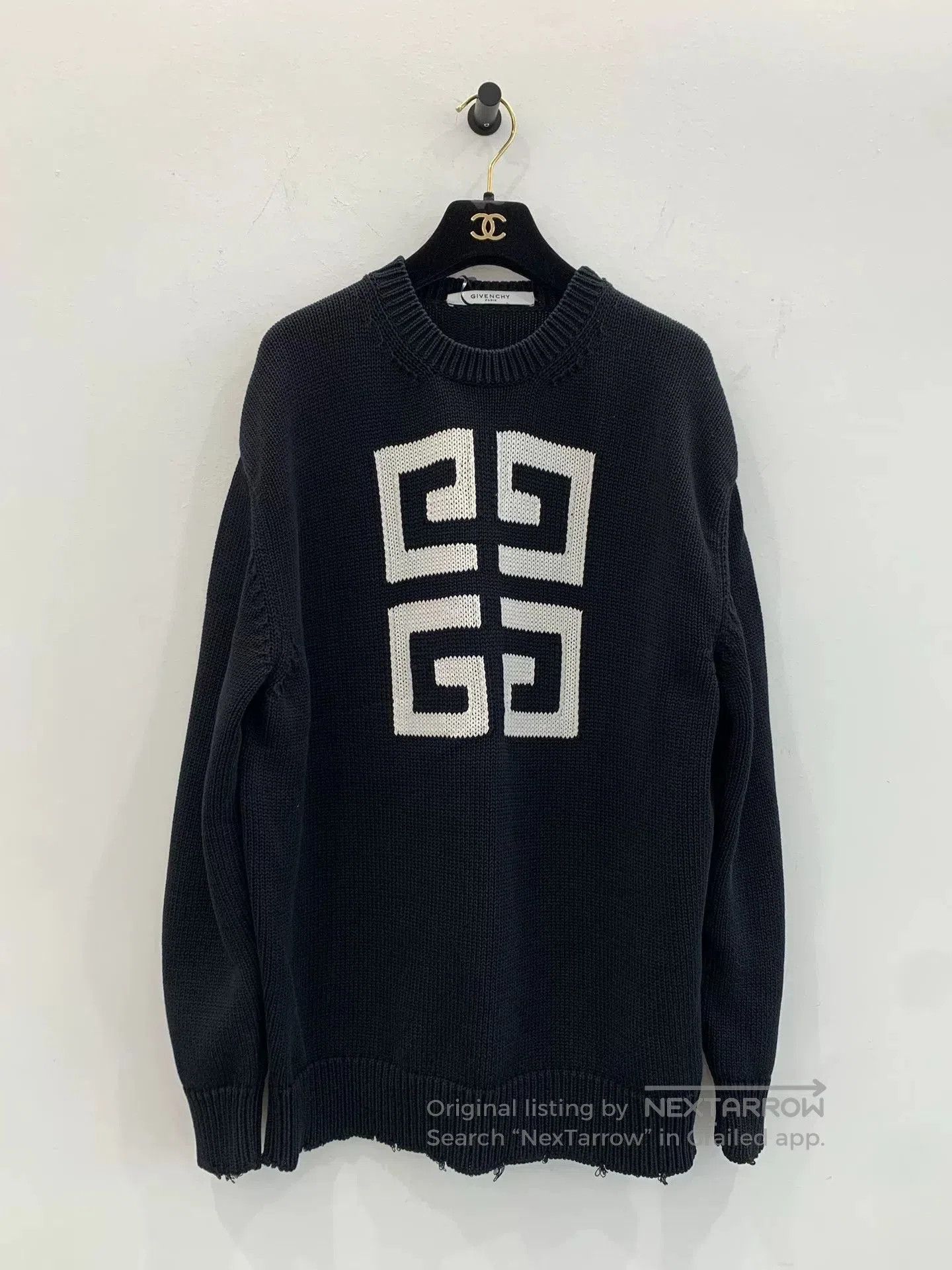 Givenchy Givenchy Black Distressed Logo Knit Sweater. Size US M / EU 48-50 / 2 - 1 Thumbnail