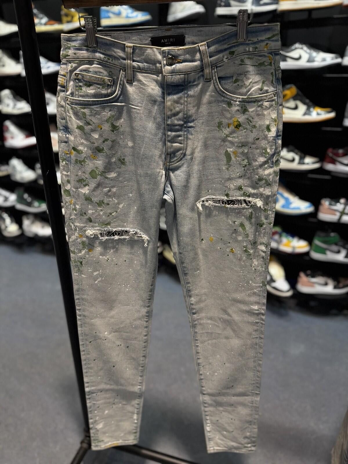 Amiri Size 32 - Amiri Blue Pants Paint Bandanna Jeans Size US 32 / EU 48 - 1 Thumbnail
