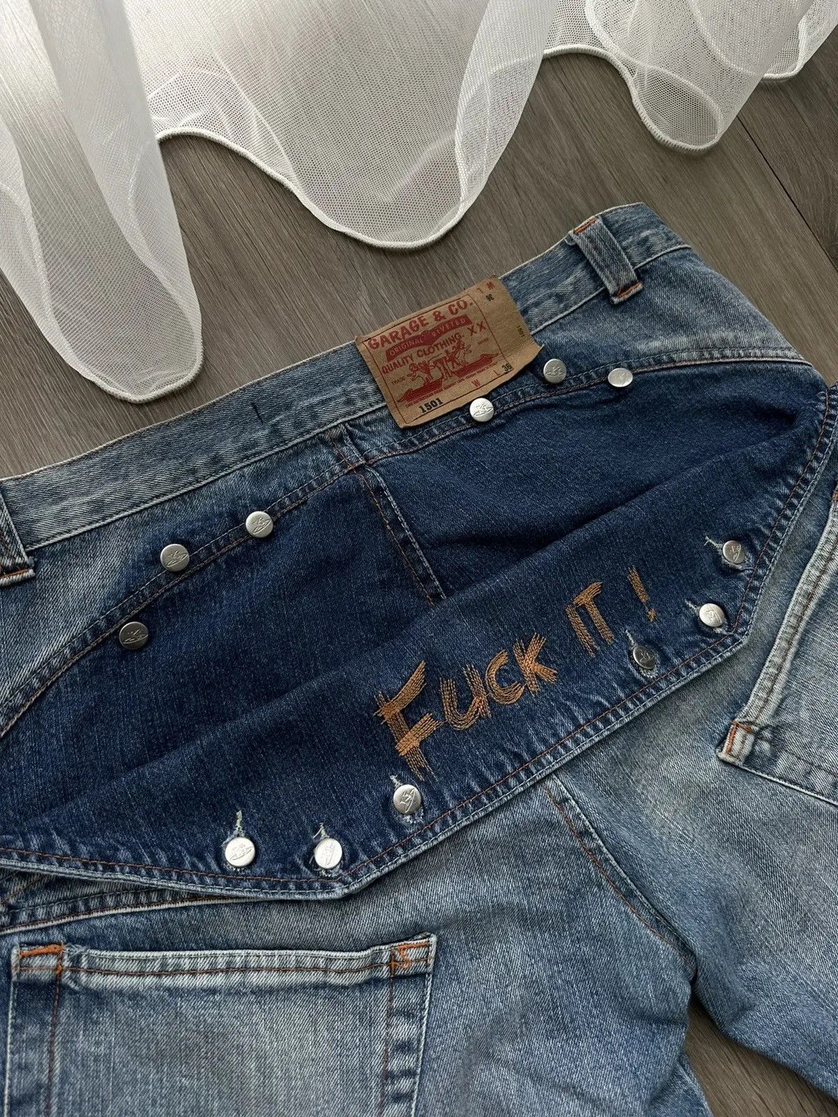 Japanese Brand × Vintage Vintage Progressive Fuck It Denim Wear Cowboy Jeans Pants Size US 34 / EU 50 - 20 Thumbnail