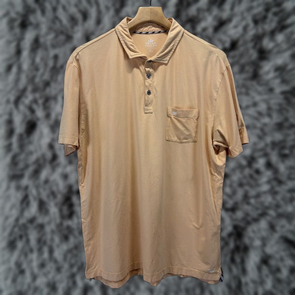 Peter Millar PETER MILLAR Seaside Wash Polo Shirt Men XL Short Sleeve Collared Golf Melon Pebble Beach 90s? Size US XL / EU 56 / 4 - 1 Thumbnail