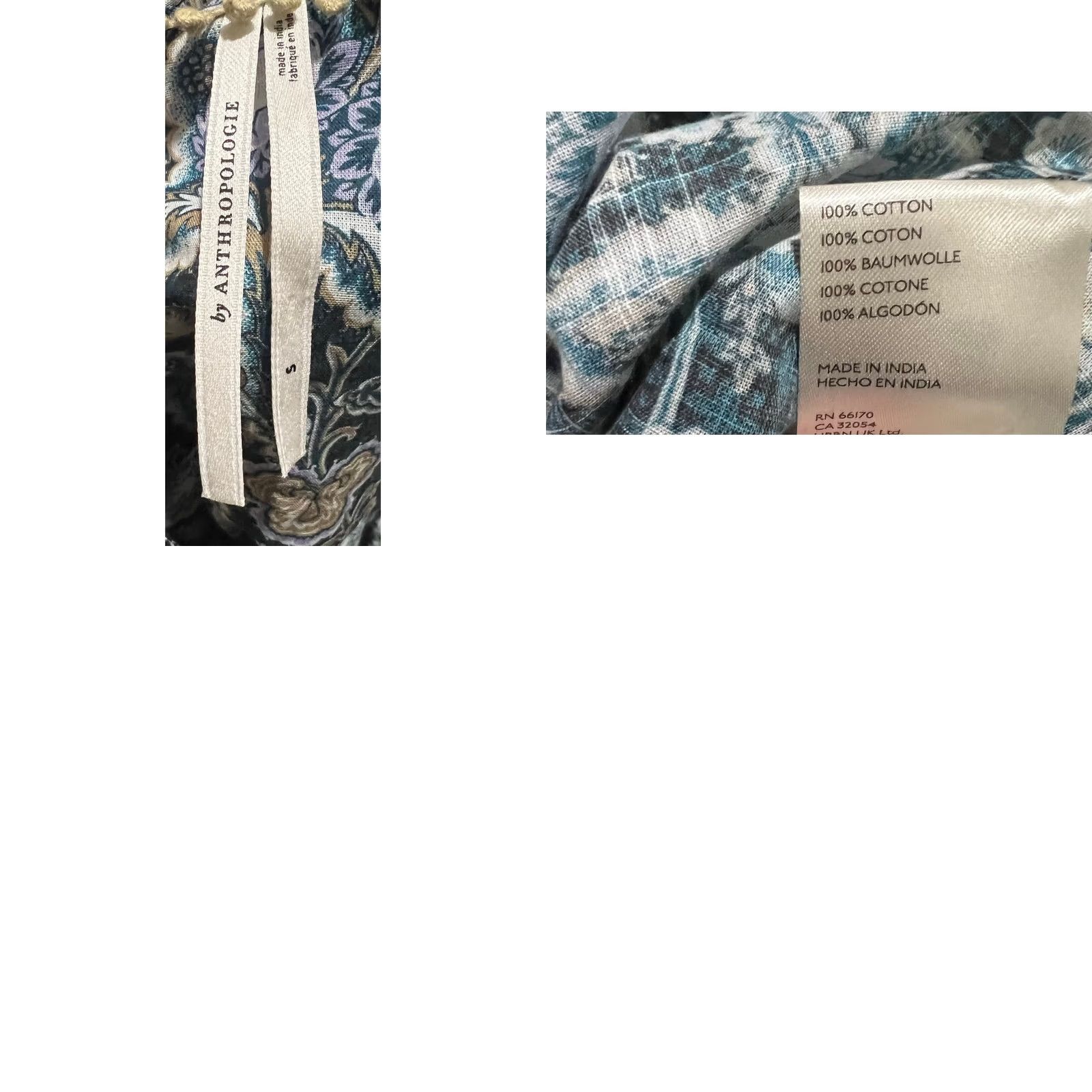 Anthropologie By Anthropologie Henley Peasant Blouse Blue Floral Popover 100% Cotton Womens S Size S / US 4 / IT 40 - 9 Thumbnail