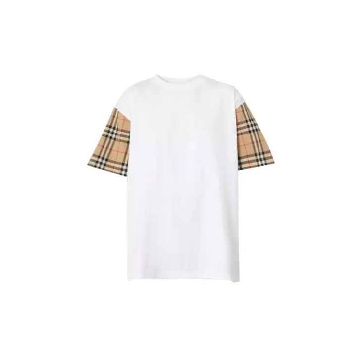 Burberry Burberry Checked Sleeve Loose Fit T-shirt 0079 Size S / US 4 / IT 40 - 1 Thumbnail