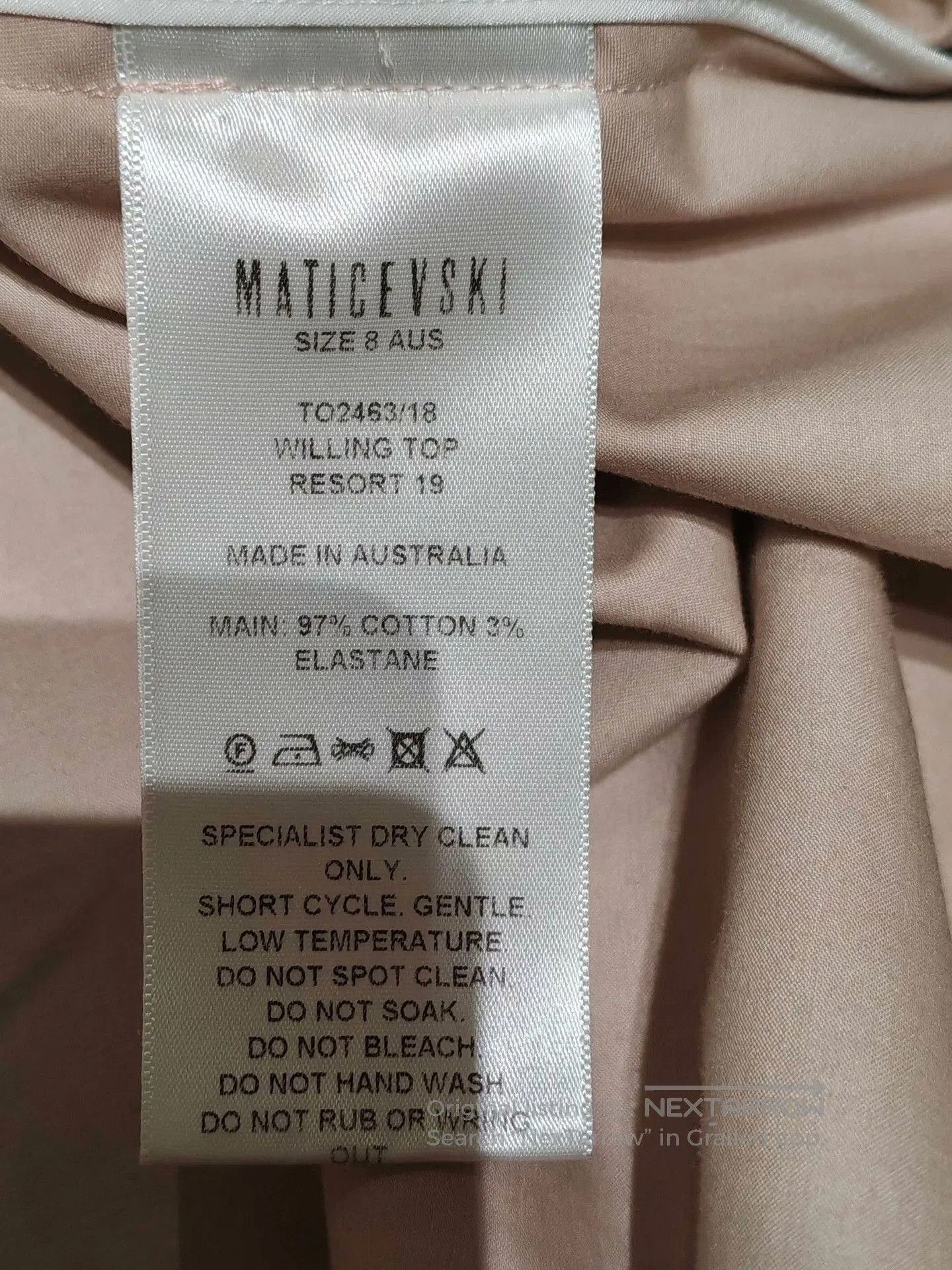 Maticevski MATICEVSKI Light Nude V-Neck Short-Sleeve Top. Size M / US 6-8 / IT 42-44 - 3 Thumbnail