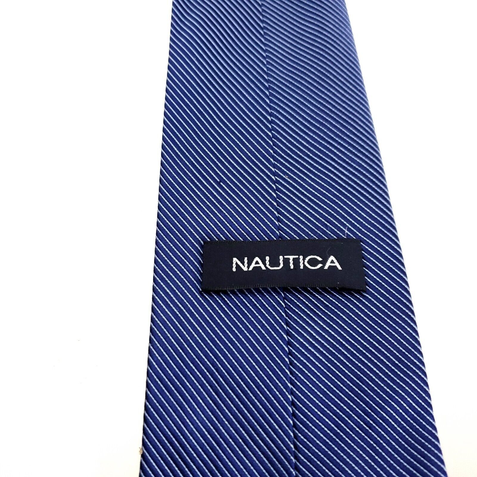 Nautica Nautica Silk Tie Striped Blue Woven Wide Silk Tie Size ONE SIZE - 3 Thumbnail