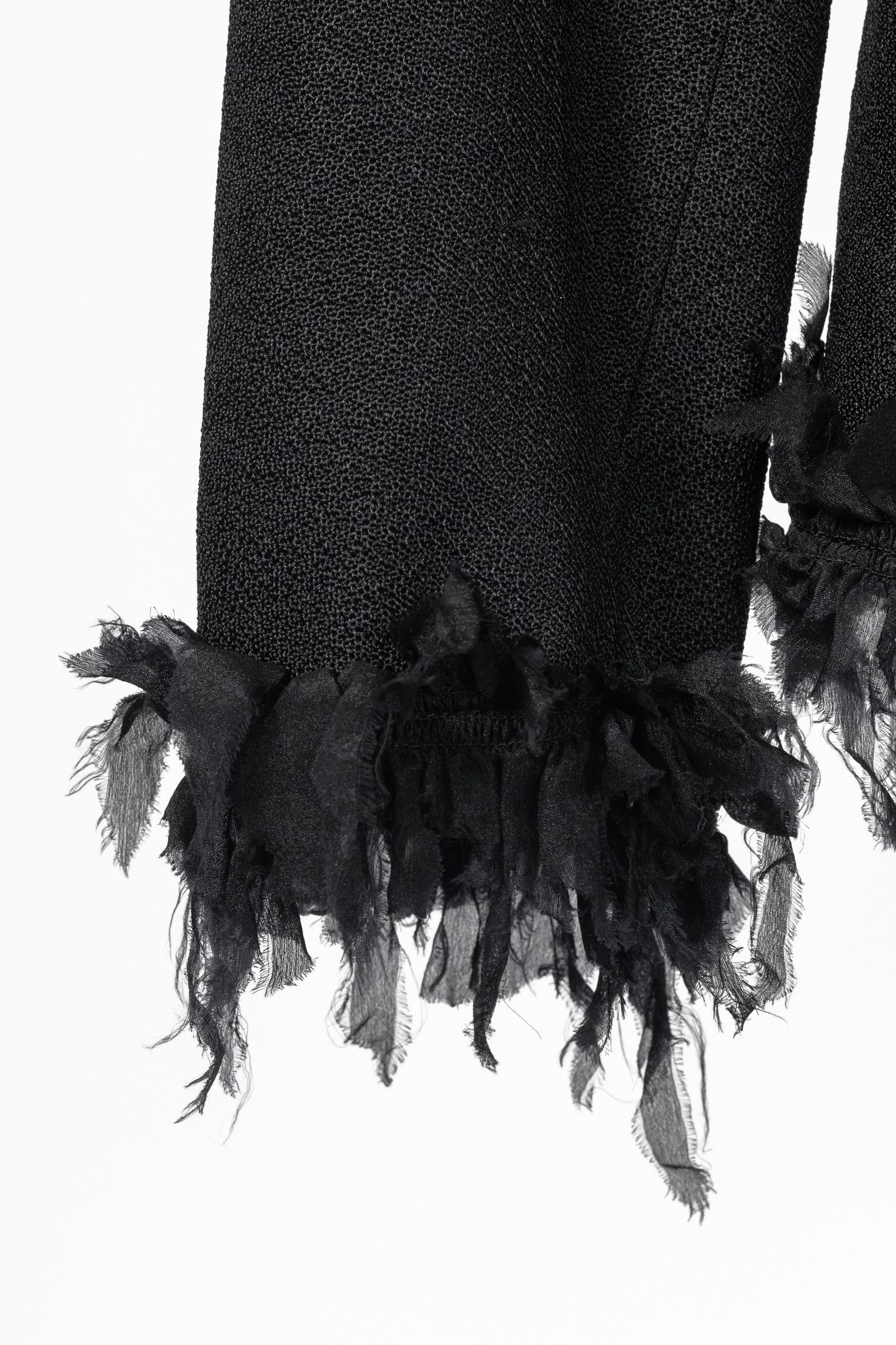 Armani Collezioni Armani Collezioni Black Crepe Silk-Fringe Jacket Size M / US 6-8 / IT 42-44 - 7 Thumbnail