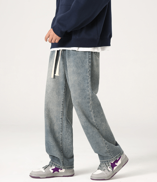 Japanese Brand × Jean Men's wide-leg casual drawstring baggy jeans Size US 32 / EU 48 - 3 Thumbnail
