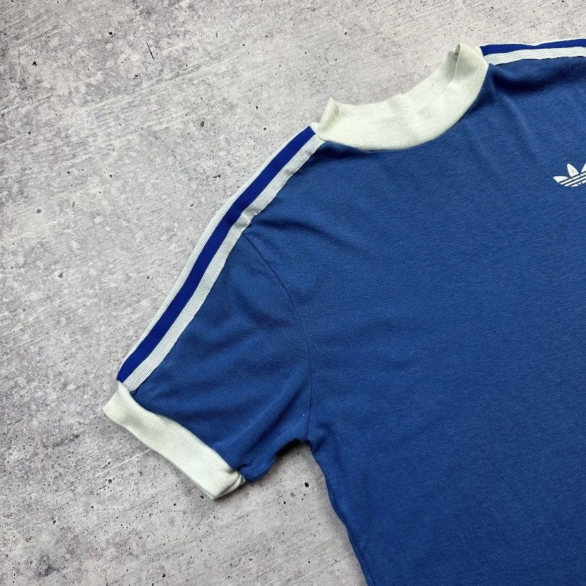 Adidas Vintage 1970s Adidas Trefoil Three‑Stripe Ringer Tee Size US L / EU 52-54 / 3 - 2 Thumbnail