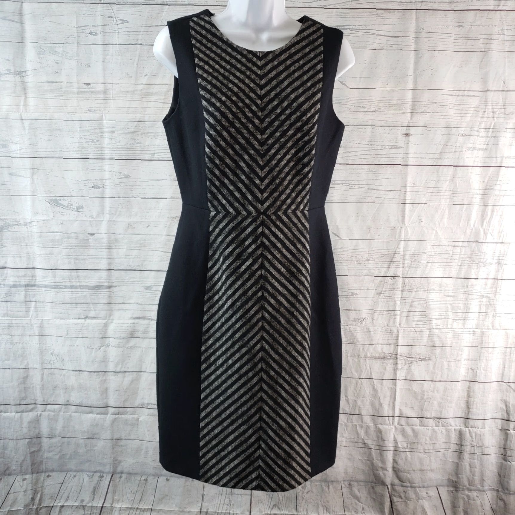J.Crew J Crew Dress Womens Sz 4 Black Gray Stripe Sleeveless Wool Blend Size S / US 4 / IT 40 - 2 Thumbnail