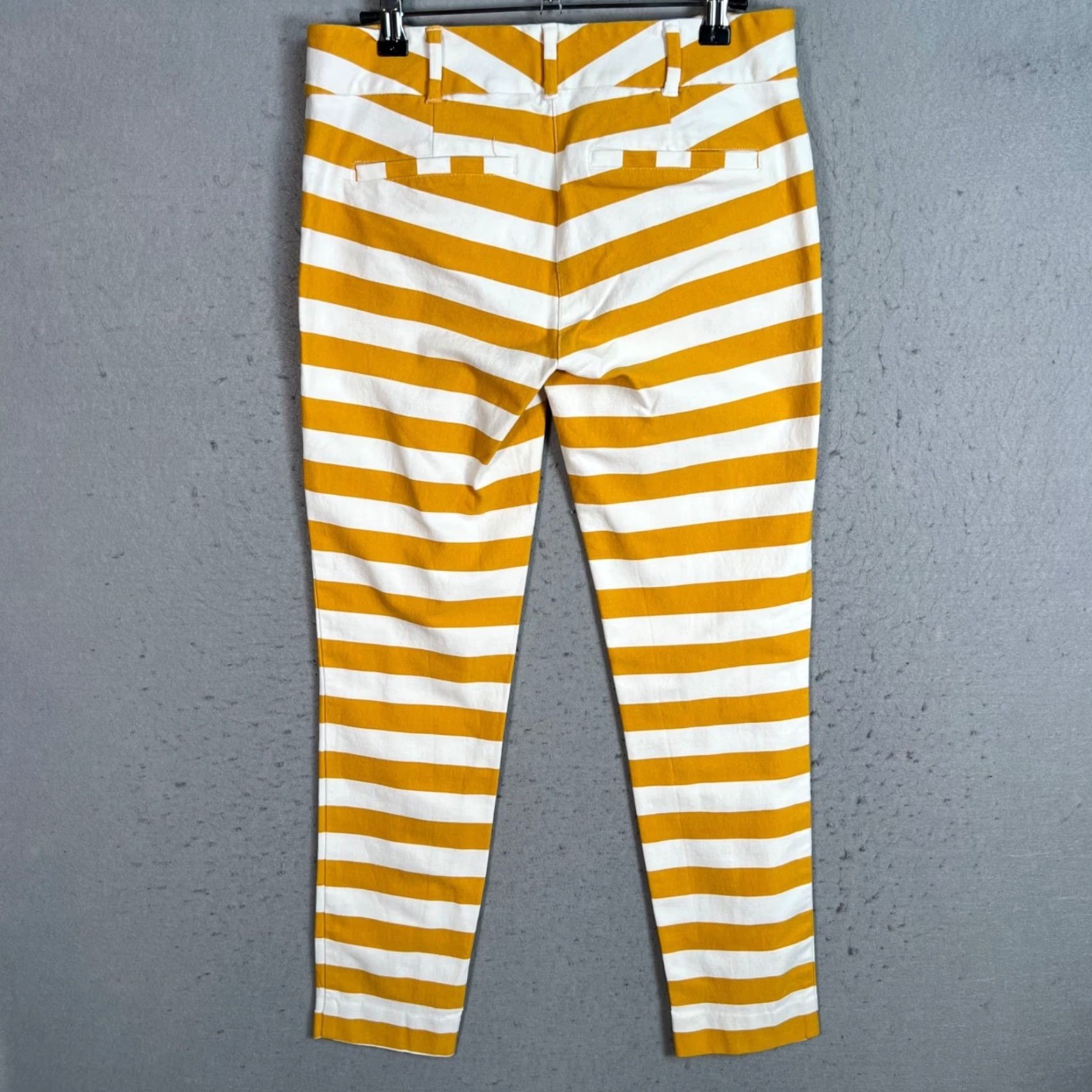 Vintage VINTAGE New York & Company Yellow & White Striped Stretch Pants Womens Size 4 Cropped Skinny Cotton Blend 26 in Inseam Womens Size 27" / US 4 / IT 40 - 2 Thumbnail