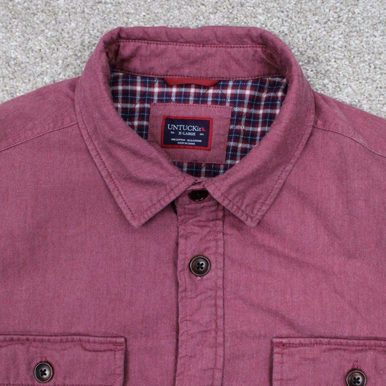 UNTUCKit UNTUCKit Ziraldo Jacket Adult XL Red Shacket Flannel Lined Long Sleeve Button Up Size US XL / EU 56 / 4 - 5 Thumbnail