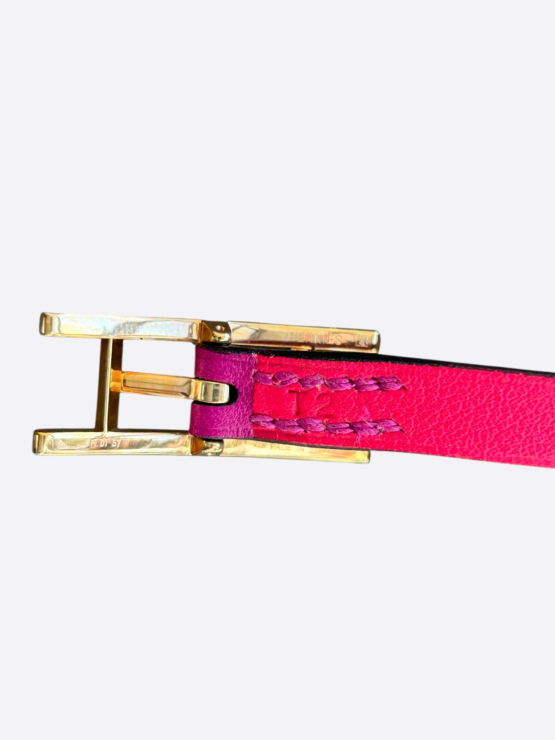 Hermes Pink Swift & Gold Hardware Behapi Double Tour Bracelet Size ONE SIZE - 3 Thumbnail