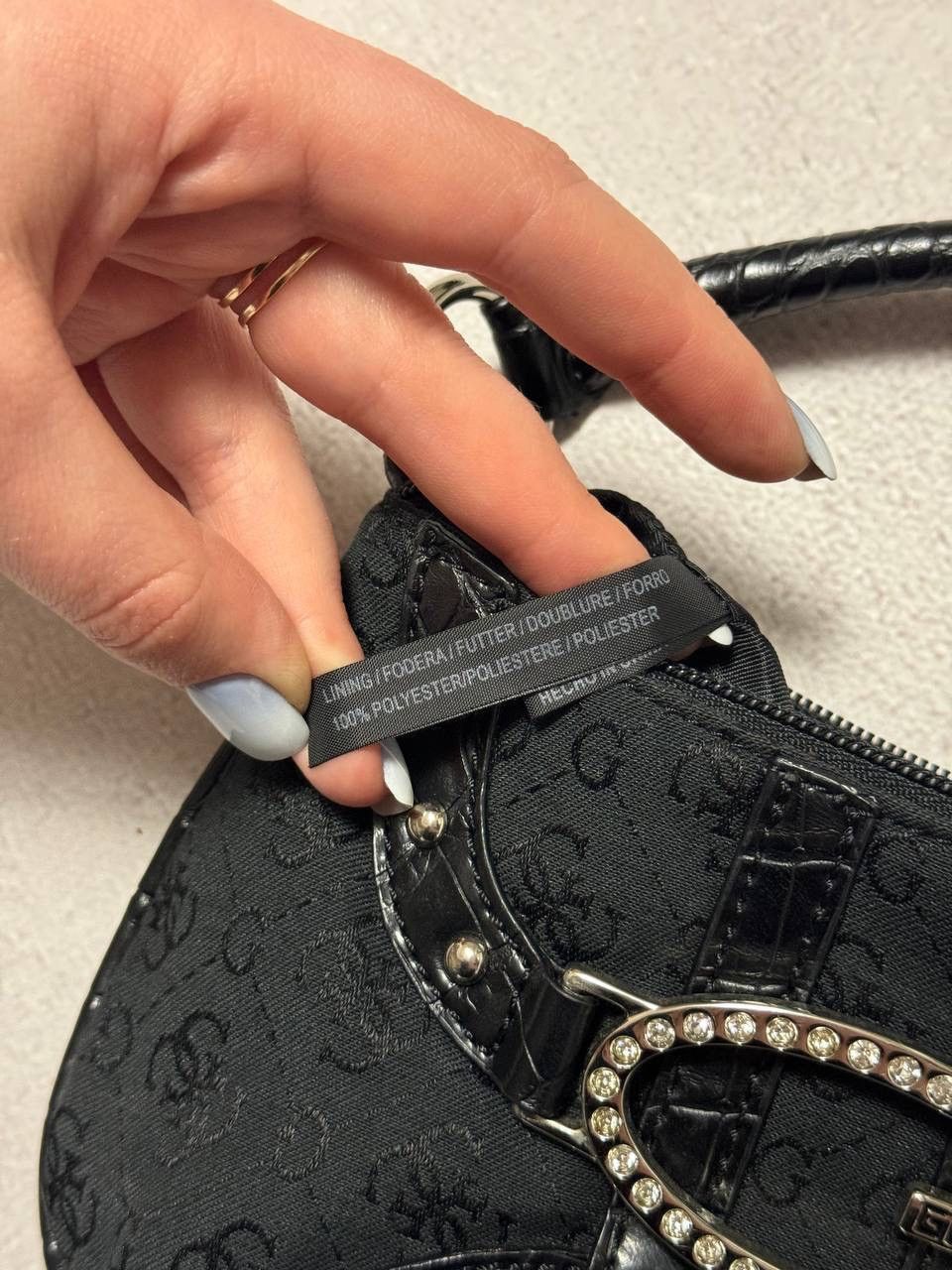 Guess × Vintage Vintage Guess Baguette Bag Mini Rhinestones Black Size ONE SIZE - 8 Thumbnail