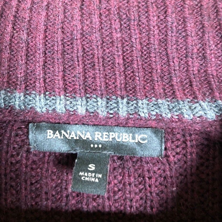Banana Republic Banana Republic Mens Sweater Knit Wool Mock Neck Small Maroon Ribbed Size US S / EU 44-46 / 1 - 6 Thumbnail