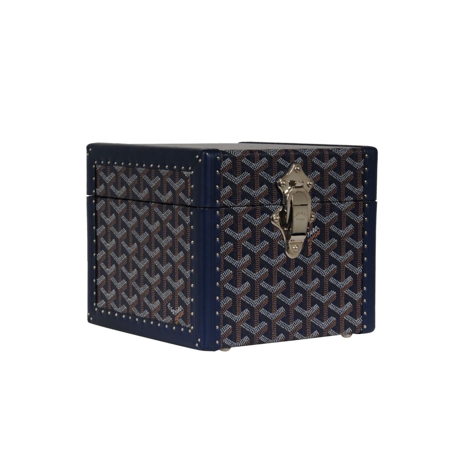 Goyard Trunk Case Navy Blue Jewelry Cuff Links Watch Box -02285 Size ONE SIZE - 4 Thumbnail