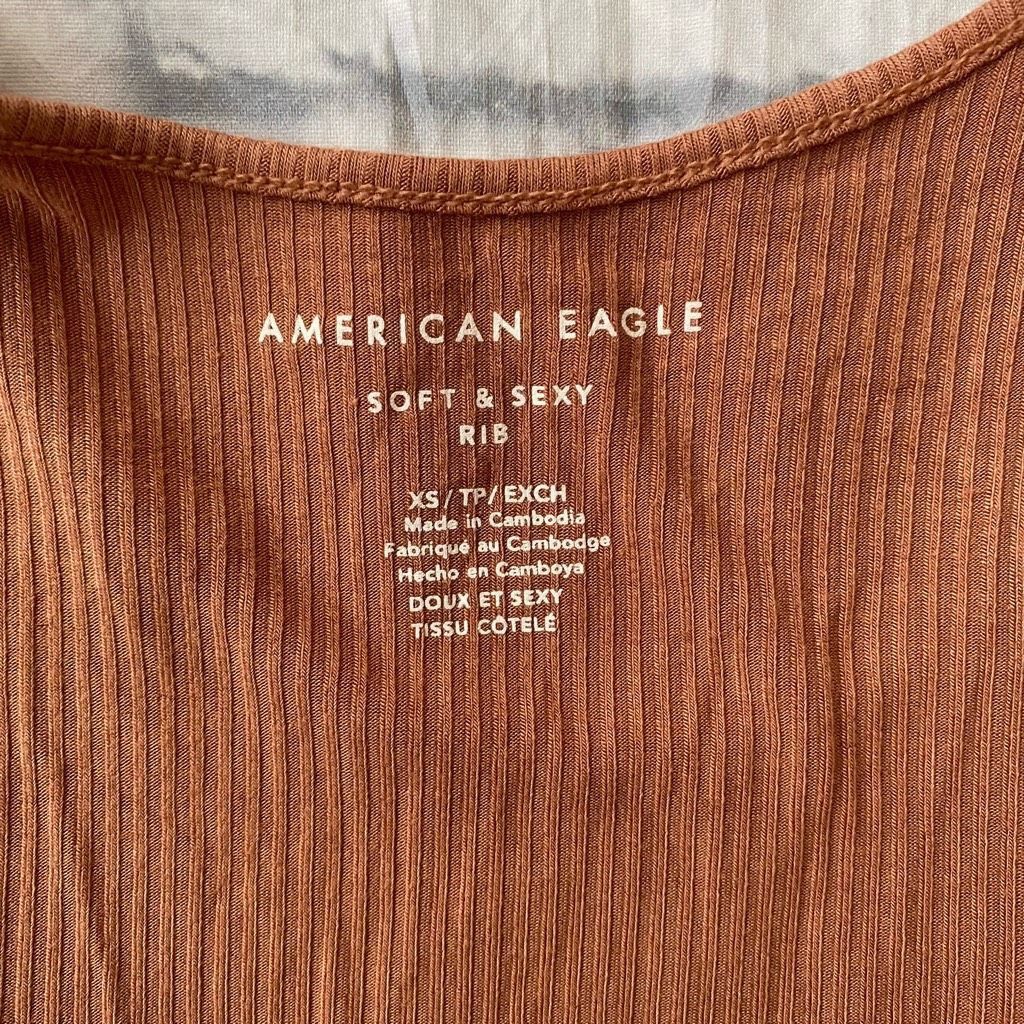 American Eagle Outfitters American Eagle women XS ribbed soft & sexy crop tank top tan Size XS / US 0-2 / IT 36-38 - 6 Thumbnail