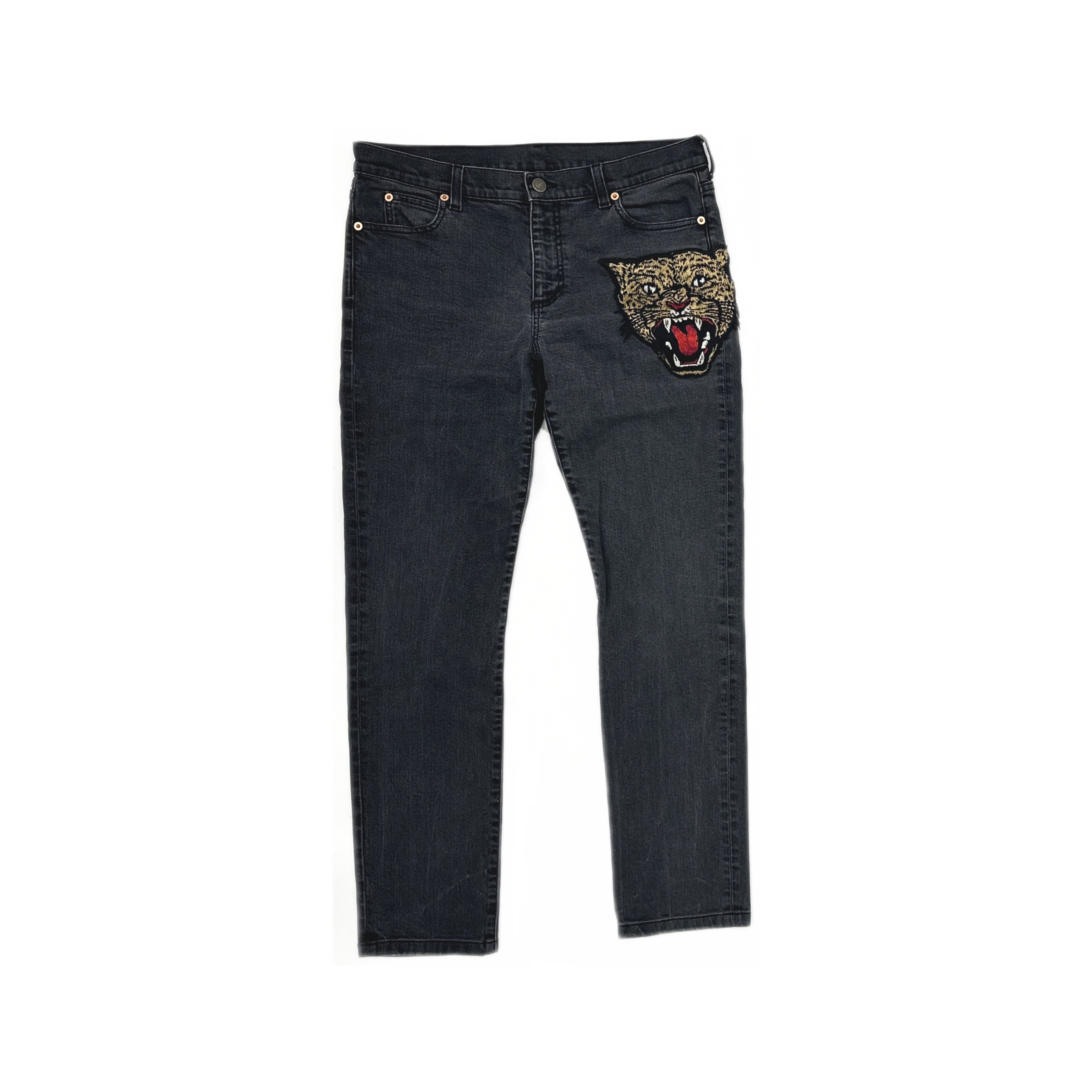 Gucci Gucci Tiger Embroidered Jeans Size 31 Size 31" - 1 Thumbnail