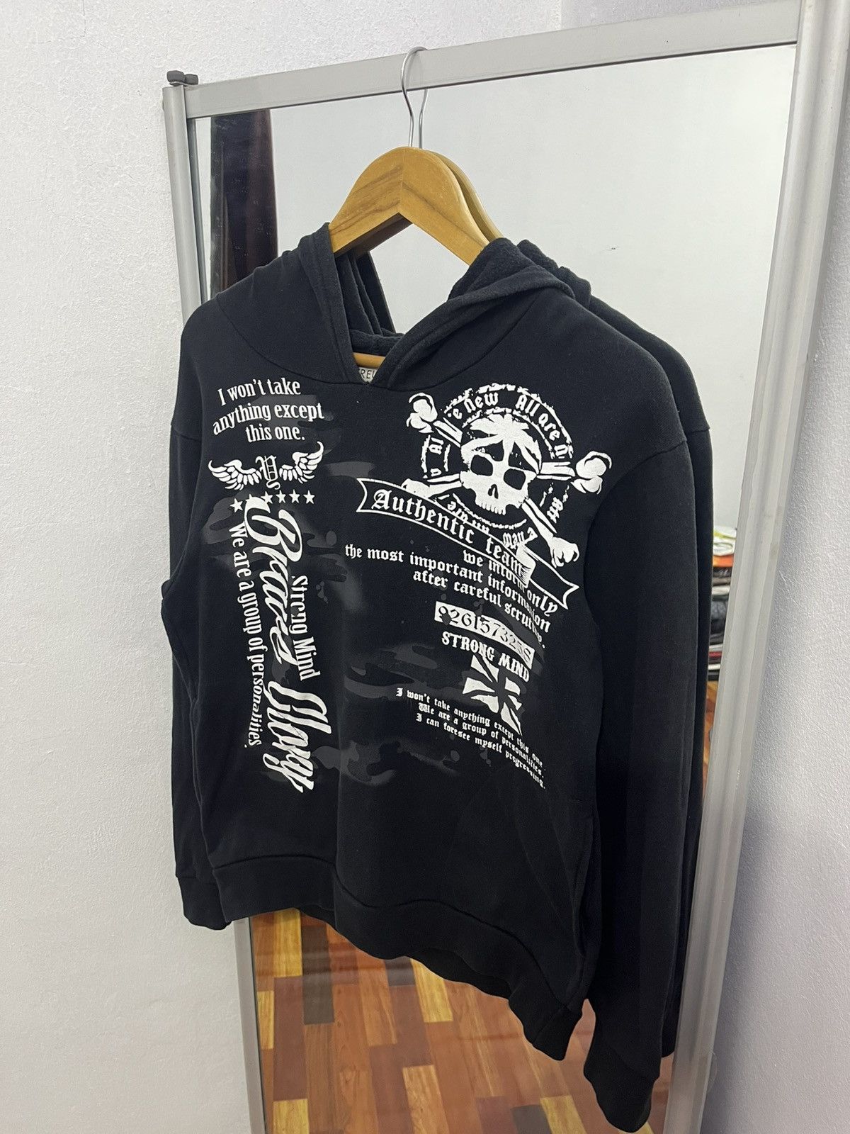 Japanese Brand Freude Skull Graphic Hoodie Black Boxy Fit Japan Size US S / EU 44-46 / 1 - 3 Thumbnail