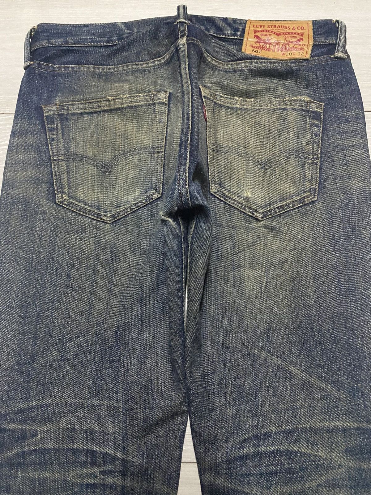 Levi's Vintage Levis 501 Y2K Mud Wash Distressed Slim Fit jeans Size US 32 / EU 48 - 4 Thumbnail