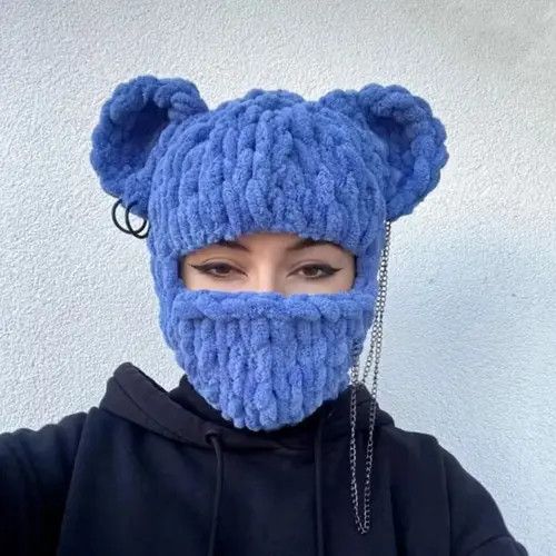 Other Handmade Knitted Balaclava Ski Mask Teddy Bear Style Size ONE SIZE - 3 Thumbnail