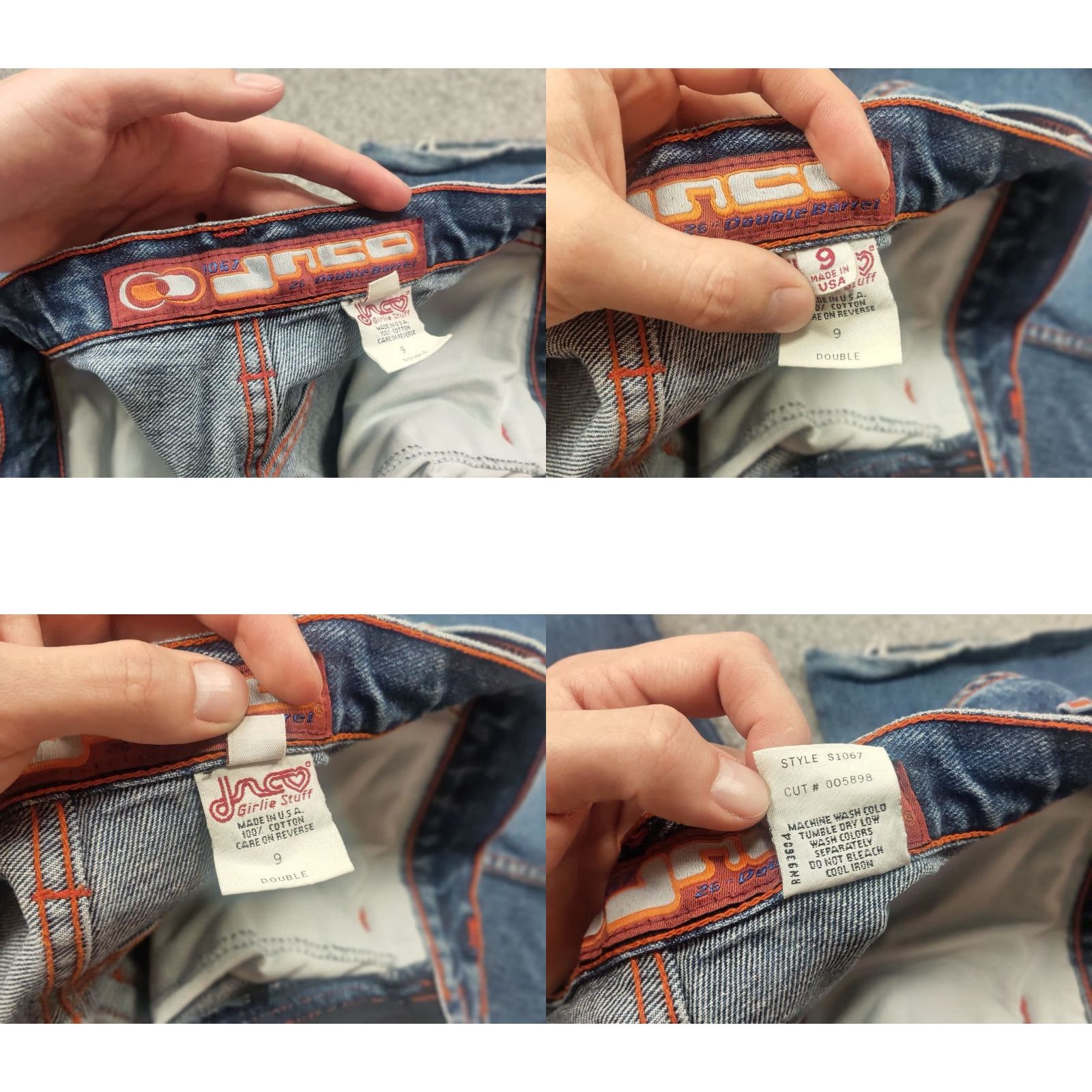 JNCO VINTAGE Rare 90s JNCO Girlie‎ 1067 Double Barrel Denim Wide Leg Baggy Jeans USA Made Jeans 29 Blue 5-Pocket Relaxed Mens Womens Size US 29 - 11 Thumbnail