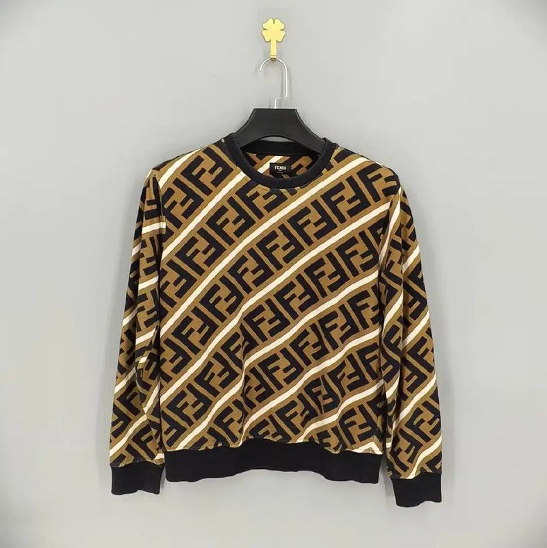 Fendi Fendi Khaki Cotton Men's Sweatshirt 0089 Size US M / EU 48-50 / 2 - 1 Thumbnail