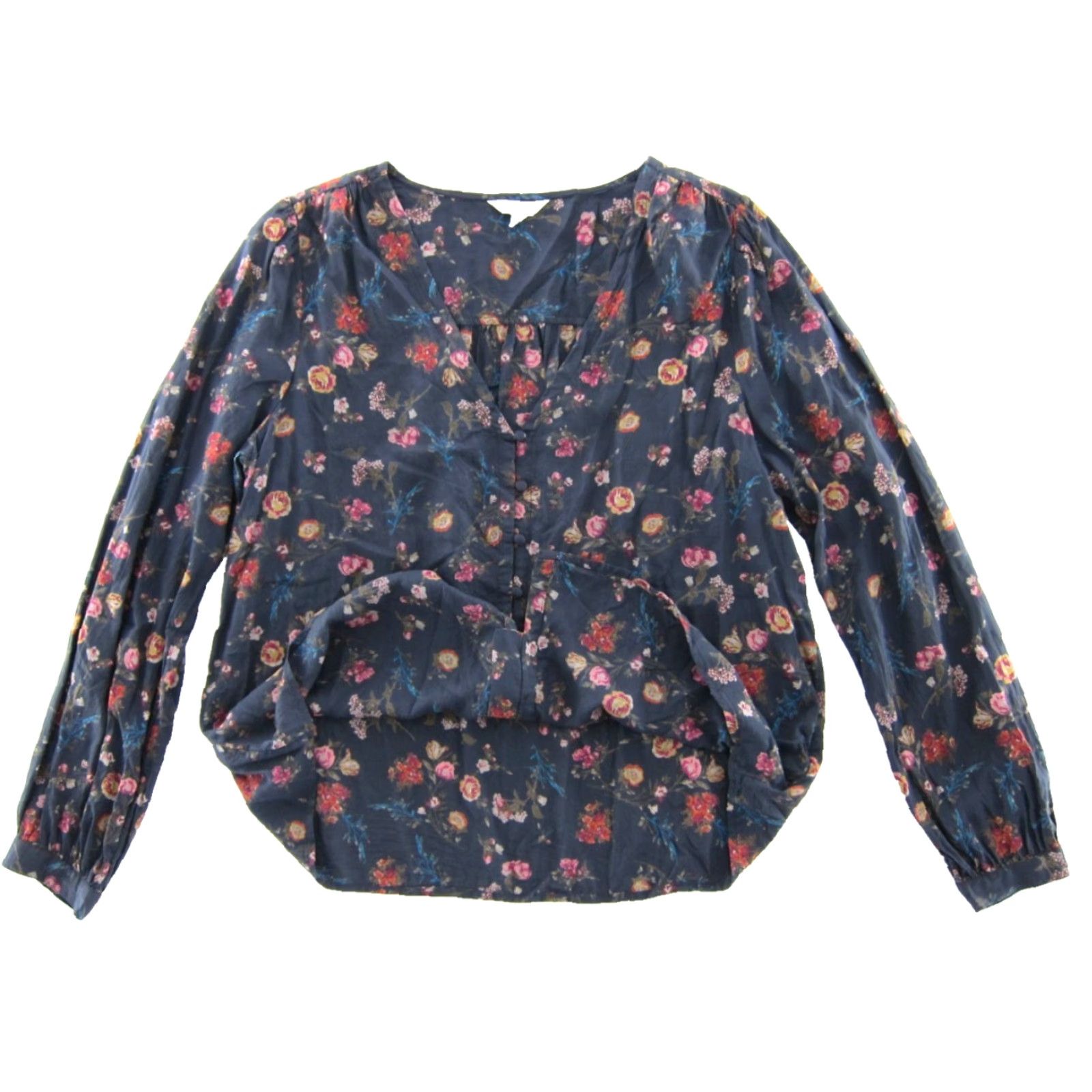 Lucky Brand Lucky Brand Blouse Long Sleeve V-Neck Peasant Floral Rayon L Womens Size L / US 10 / IT 46 - 5 Thumbnail