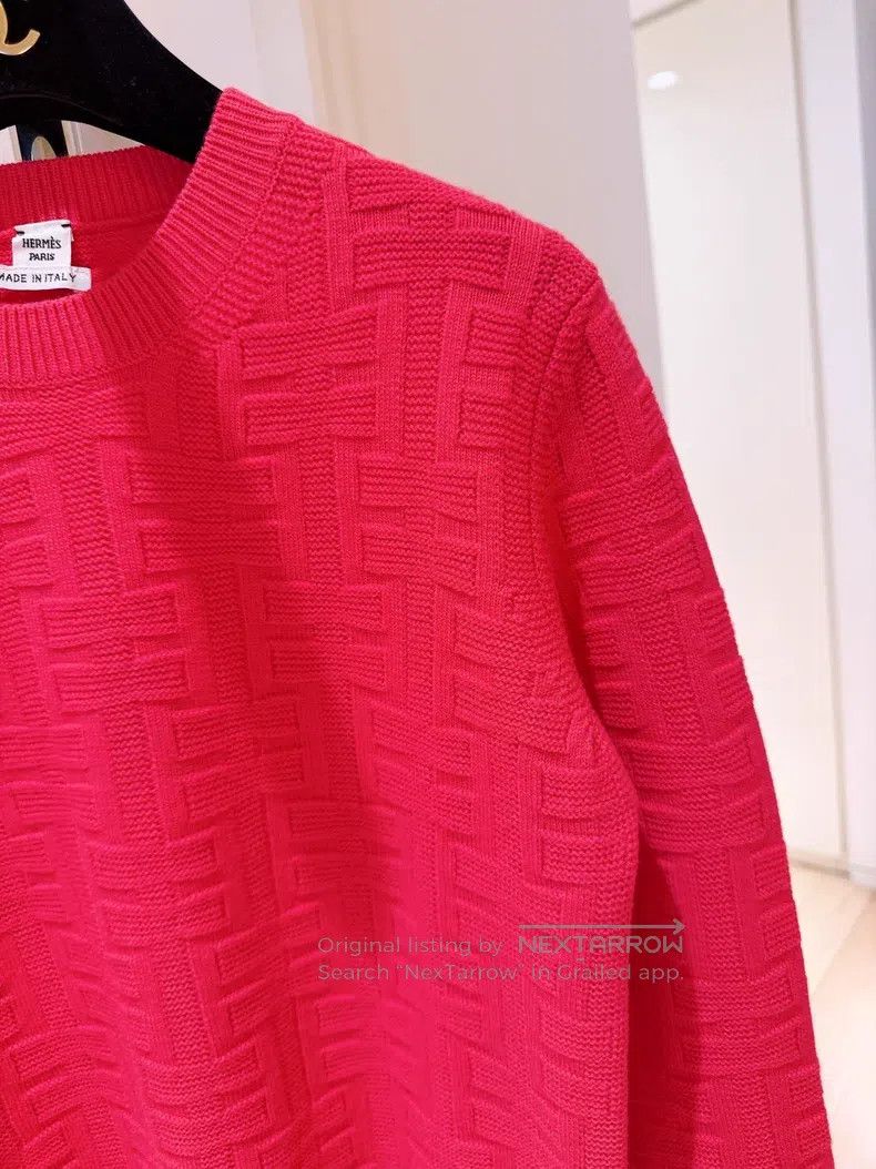 Hermes Hermes Rose Pink H Logo Jacquard Knit Sweater Size XS / US 0-2 / IT 36-38 - 3 Thumbnail