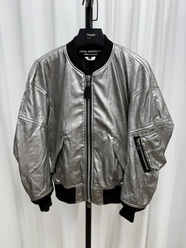 Junya Watanabe Silver Leather Bomber Jacket
