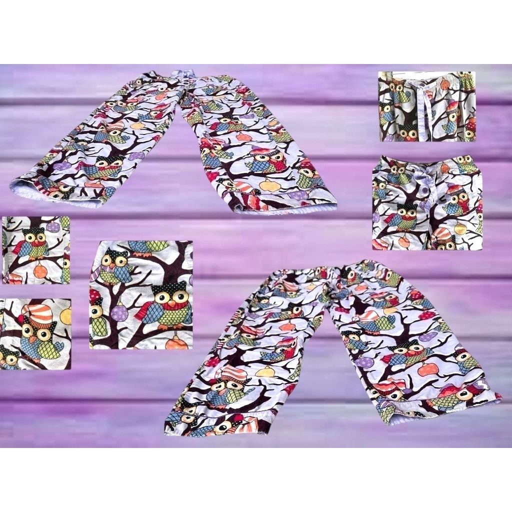 Other Nick Nora Owl Pajama Bottoms Unisex Small Purple Flannel Fro Size 30" / US 8 / IT 44 - 9 Thumbnail