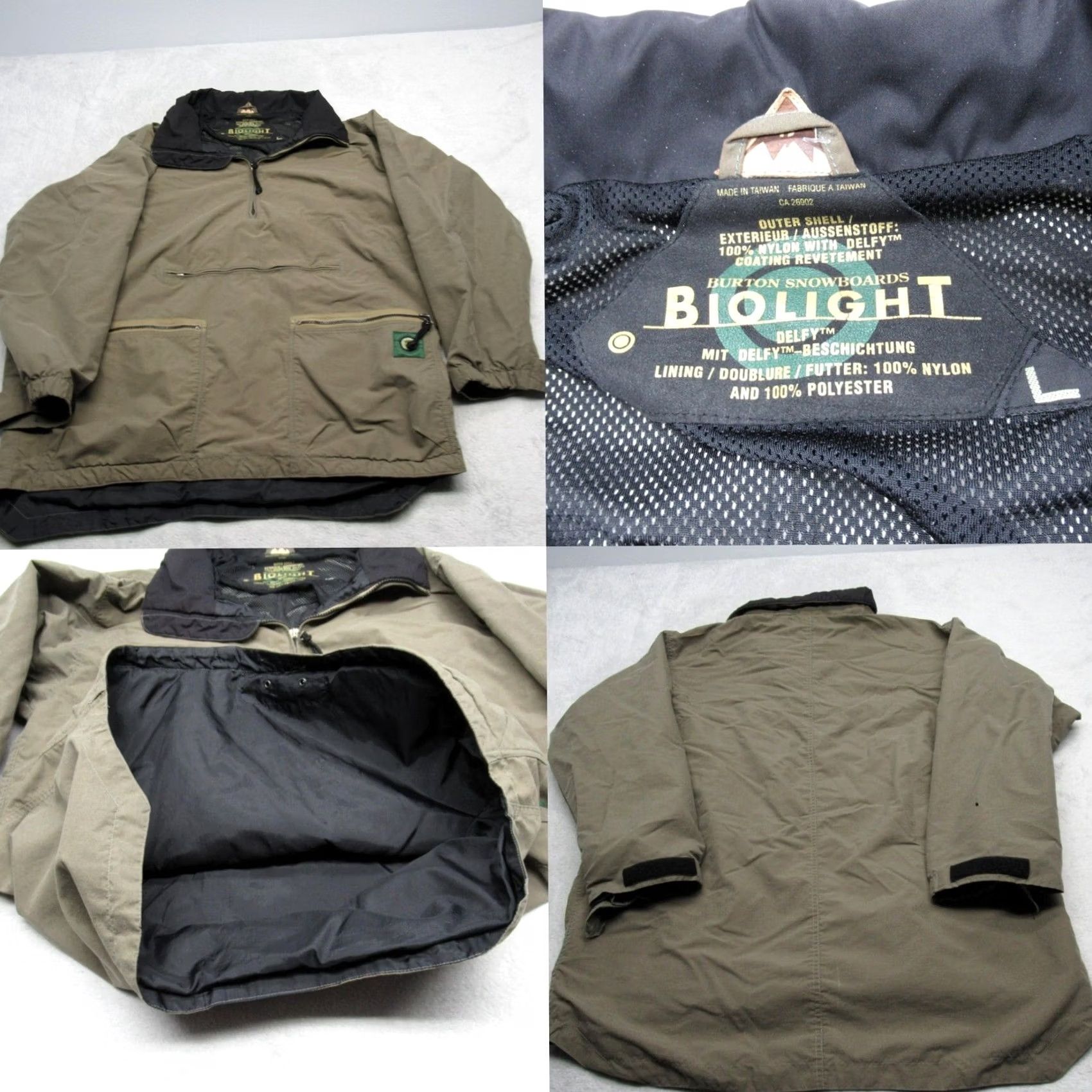 Burton Burton Jacket Men L Anorak Green 1/2 Zip Waterproof Breathable Pockets Logo Zipper Winter Spring Fall Hiking Camping Walking Nylon Polyester Beige? Size US L / EU 52-54 / 3 - 2 Thumbnail