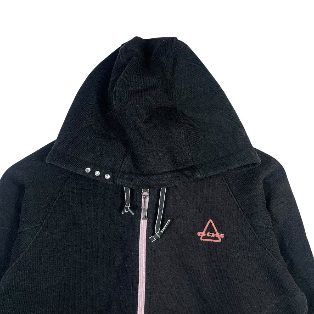 Vintage SOS Skiwear Full Zip Hoodie Jacket Black Pink Fleece Lined Size L / US 10 / IT 46 - 5 Thumbnail