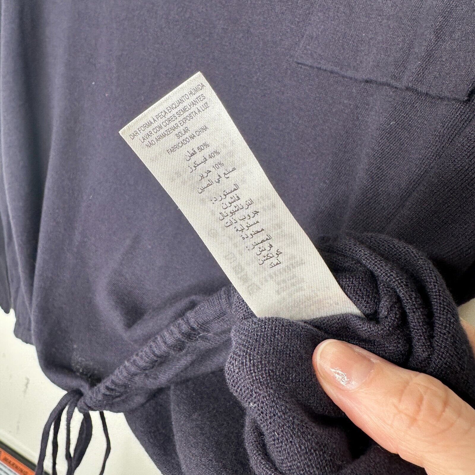 French Connection French Connection Drawstring Silk Blend VNeck Navy Sweater L Size L / US 10 / IT 46 - 8 Thumbnail