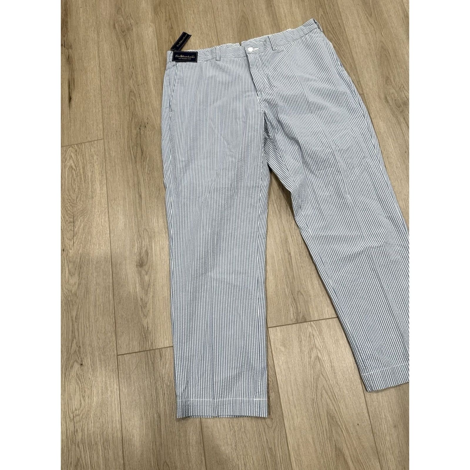 Polo Ralph Lauren NWT Polo Ralph Lauren Preston Pant Mens 38x30 Blue Striped Seersucker Shirt Pants Casual Chino Size US M / EU 48-50 / 2 - 3 Thumbnail