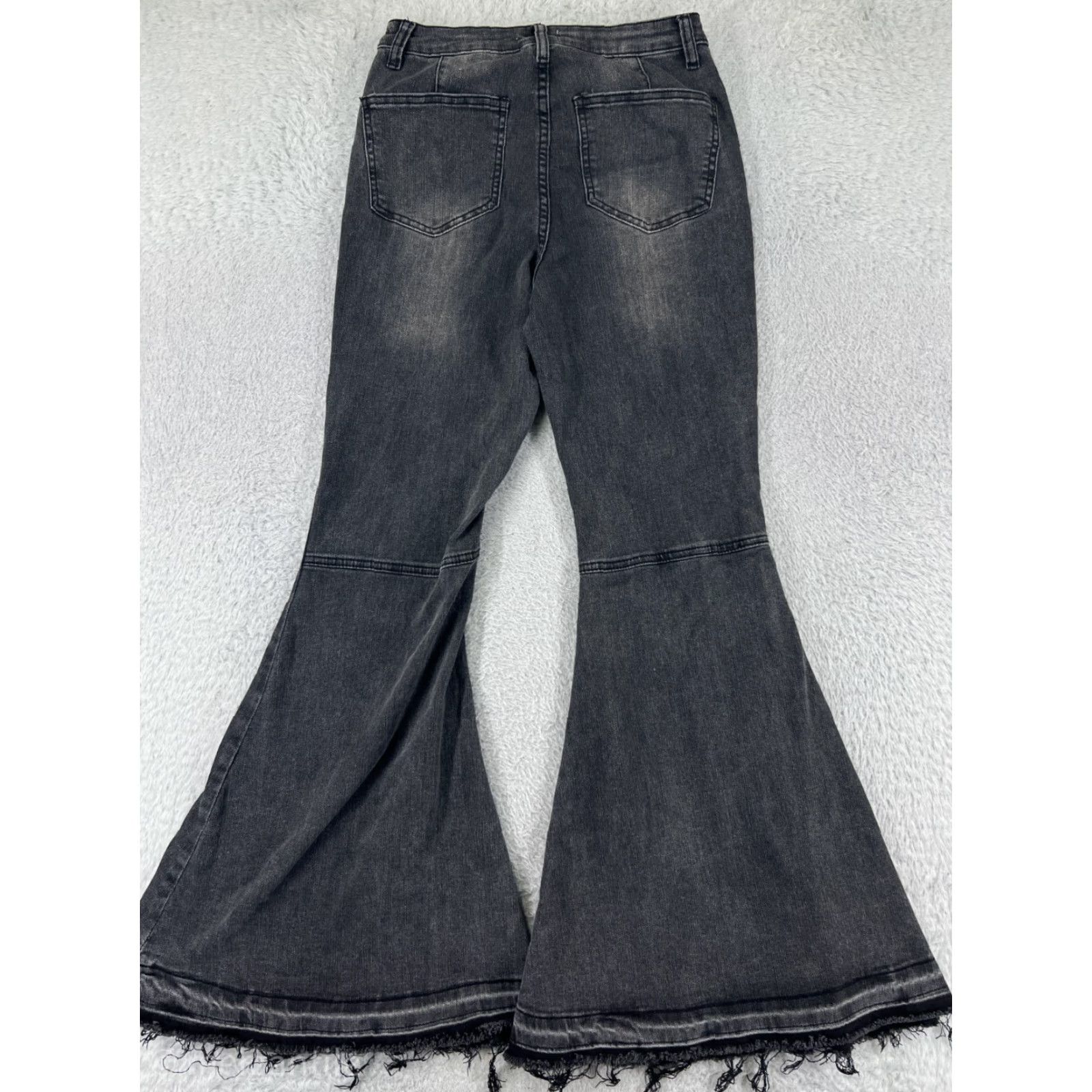 Forever 21 Forever 21 Jeans Women 27 Black Denim Flared 5-Pocket Stretch Cotton Button Fly Size 27" / US 4 / IT 40 - 2 Thumbnail