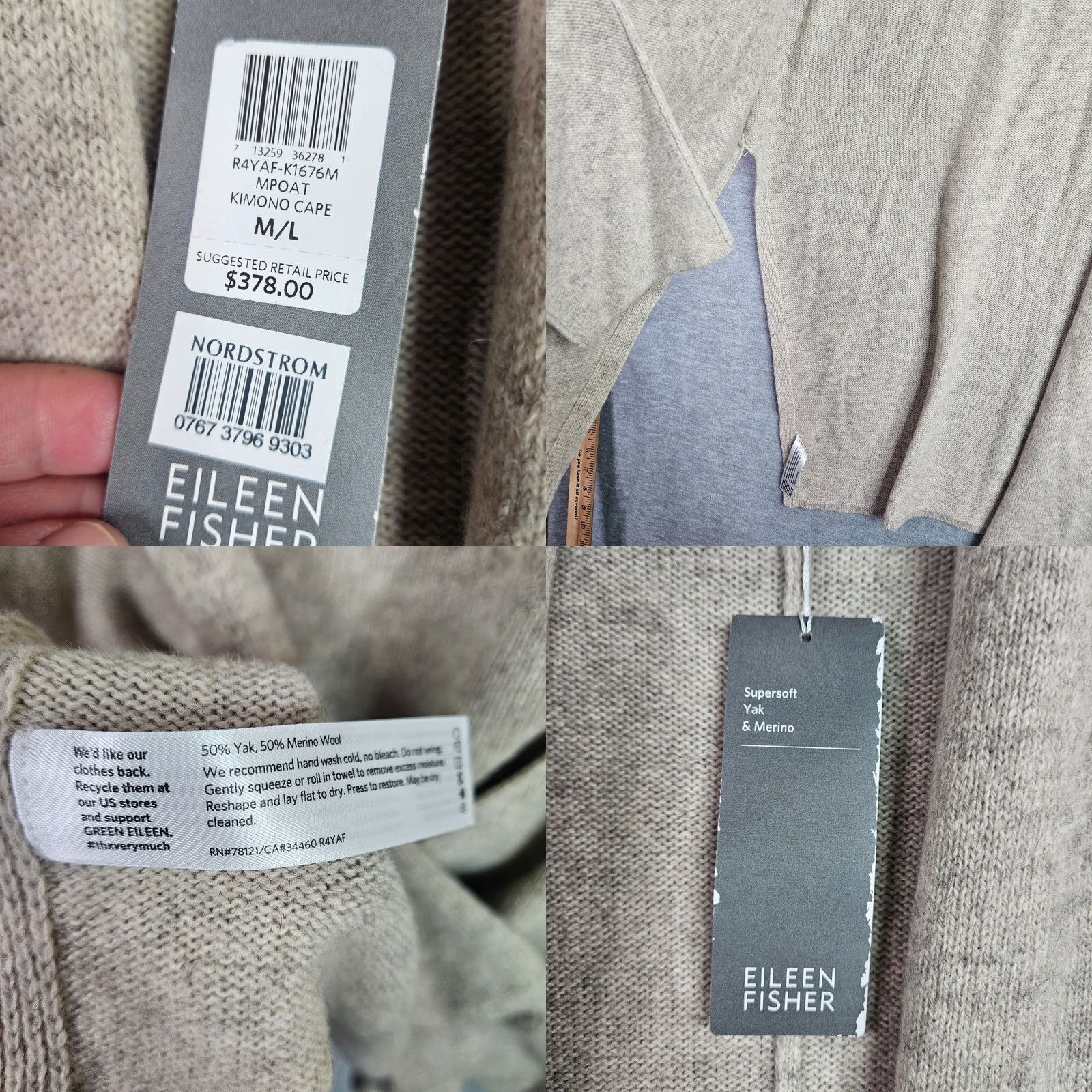 Eileen Fisher Eileen Fisher Cardigan Sweater Yak Wool V-Neck Long Sleeve Beige Regular M/L Womens Modern Knit New Cardigan Seasonal All Seasons Casual Vintage: No Size M / US 6-8 / IT 42-44 - 8 Thumbnail
