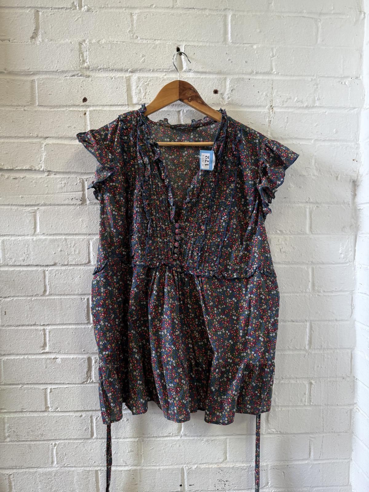 Unknown London Floral Print Women's Blouse with Ruffle Sleeves Size XXL / US 16-18 / IT 52-54 - 1 Thumbnail
