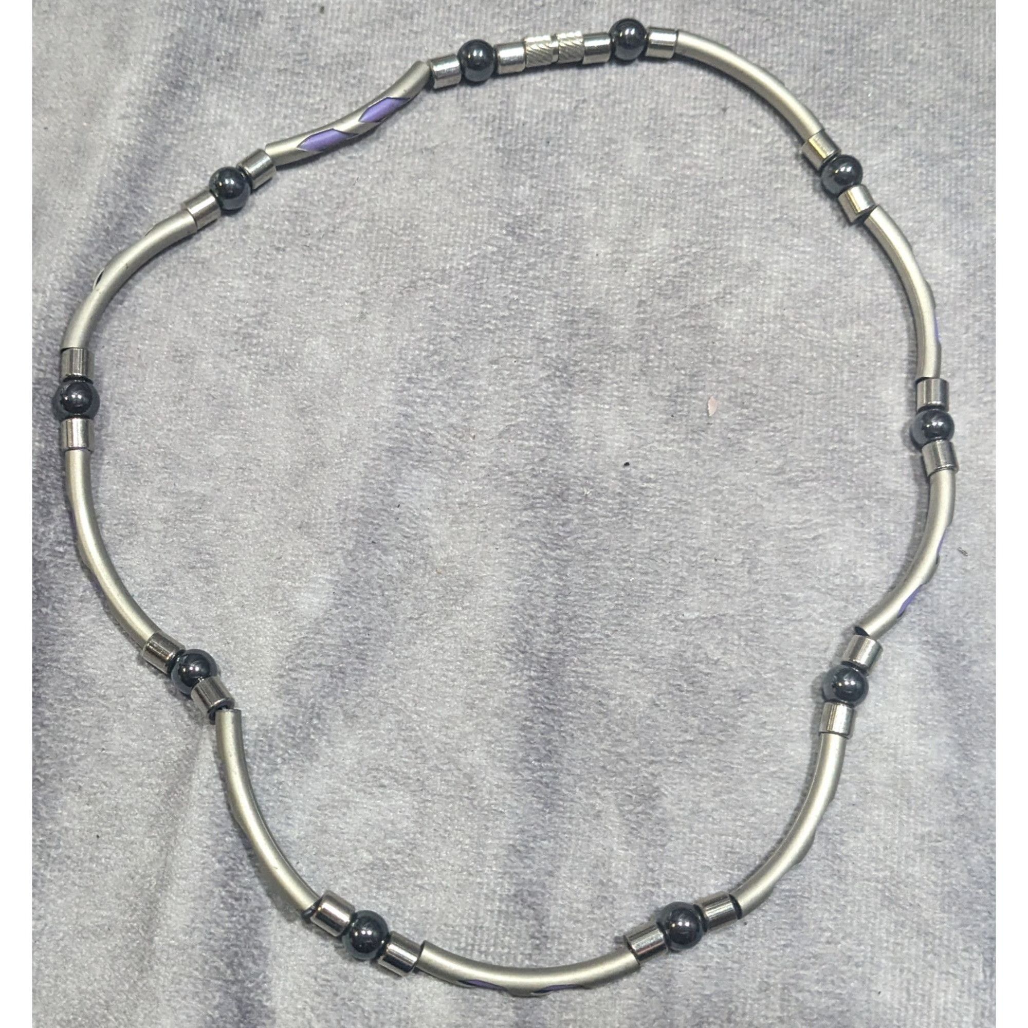 Other Vintage 90s Silver Tone Tube Beads With Purple Rubber Accent Size ONE SIZE - 6 Thumbnail