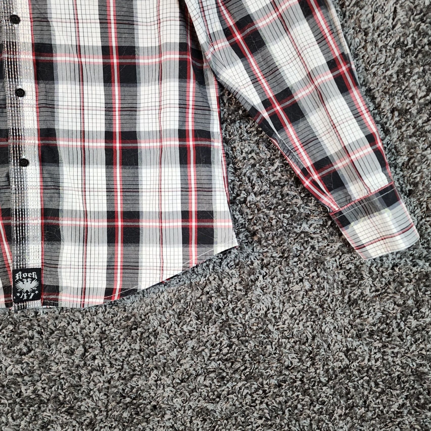 47 ROCK 47 Shirt Women Long Sleeve Plaid Button-Up With Pockets Size M Red/Black Womens Size M / US 6-8 / IT 42-44 - 2 Thumbnail