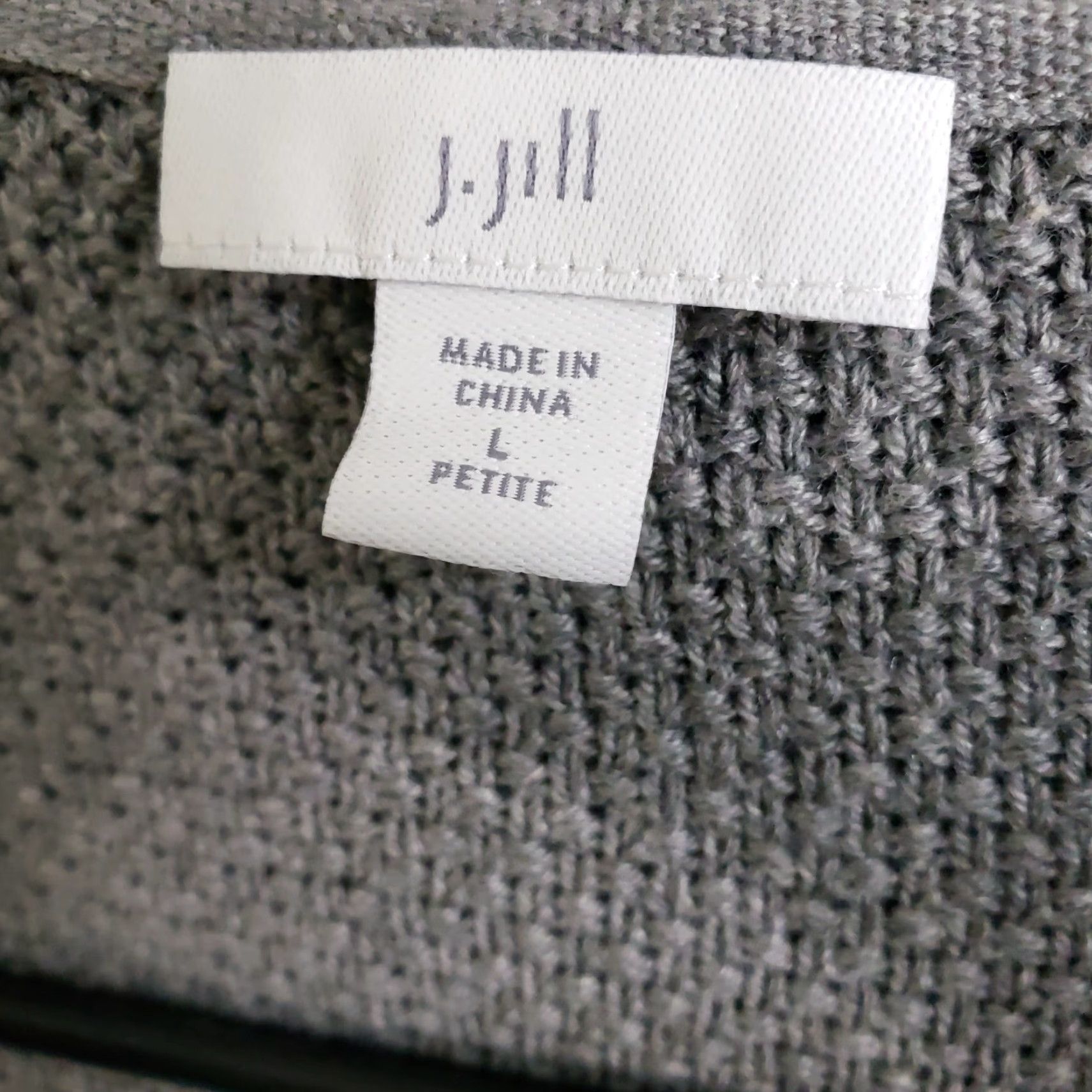 J. Jill J Jill Cardigan Shirt Womens Belted Gray Fringe Cotton Blend Large Petite, Knits, Long Sleeve, Size PL, Size L / US 10 / IT 46 - 6 Thumbnail
