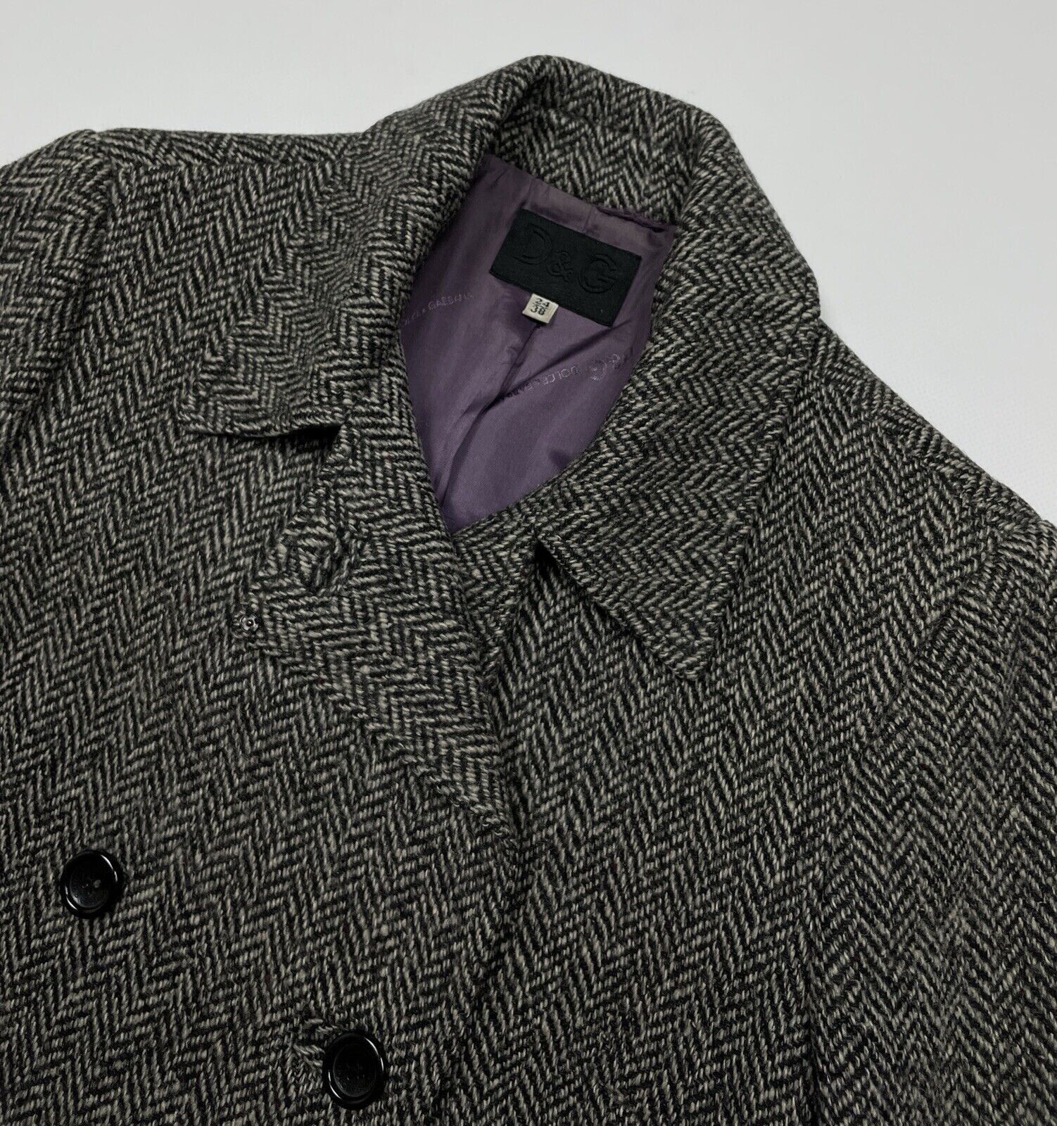 Dolce & Gabbana Dolce & Gabbana Womens Herringbone Tweed Wool Coat Jacket Size XS / US 0-2 / IT 36-38 - 12 Thumbnail