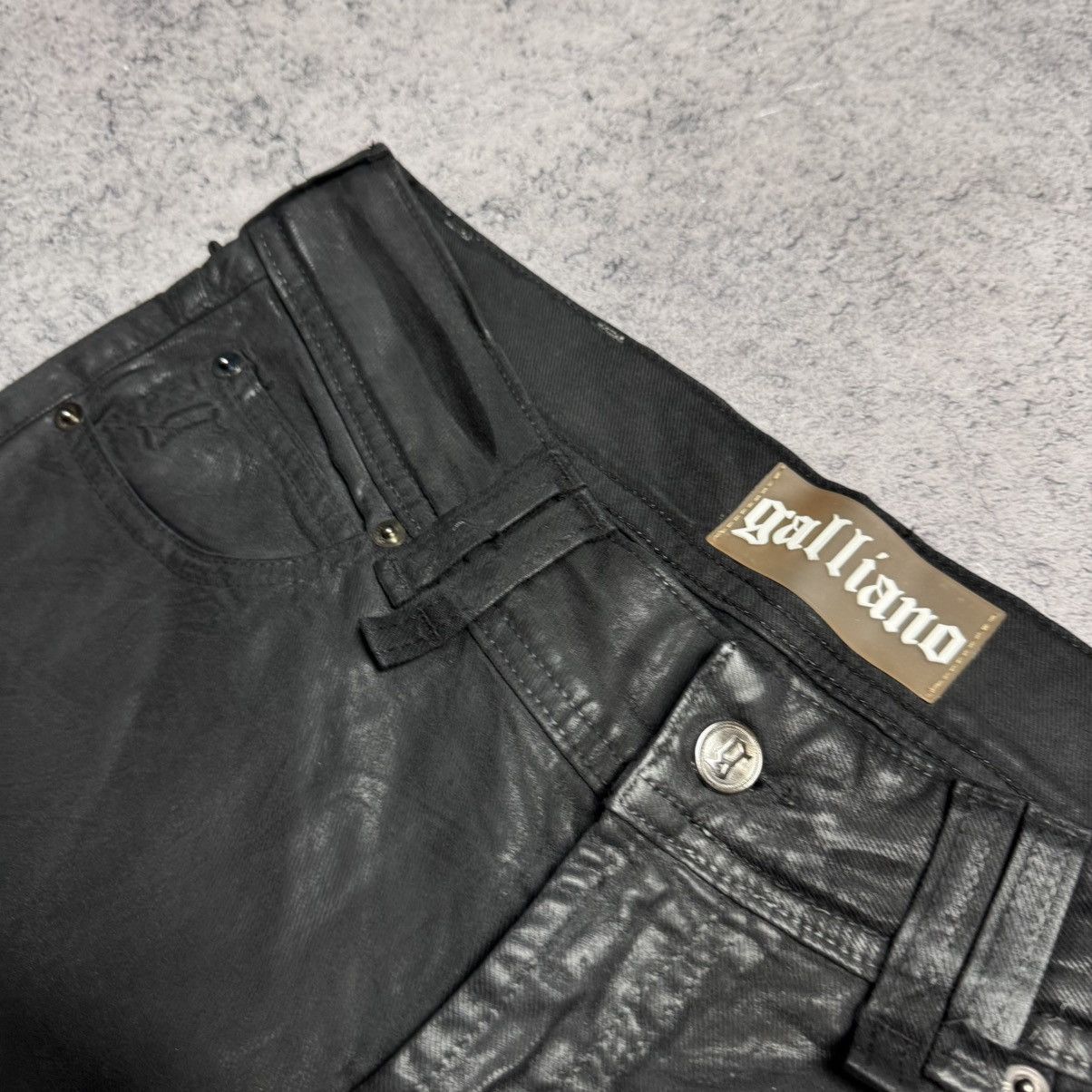 John Galliano NEW Galliano Y2K 00s Rare Waxed Pants Size 29" - 7 Thumbnail