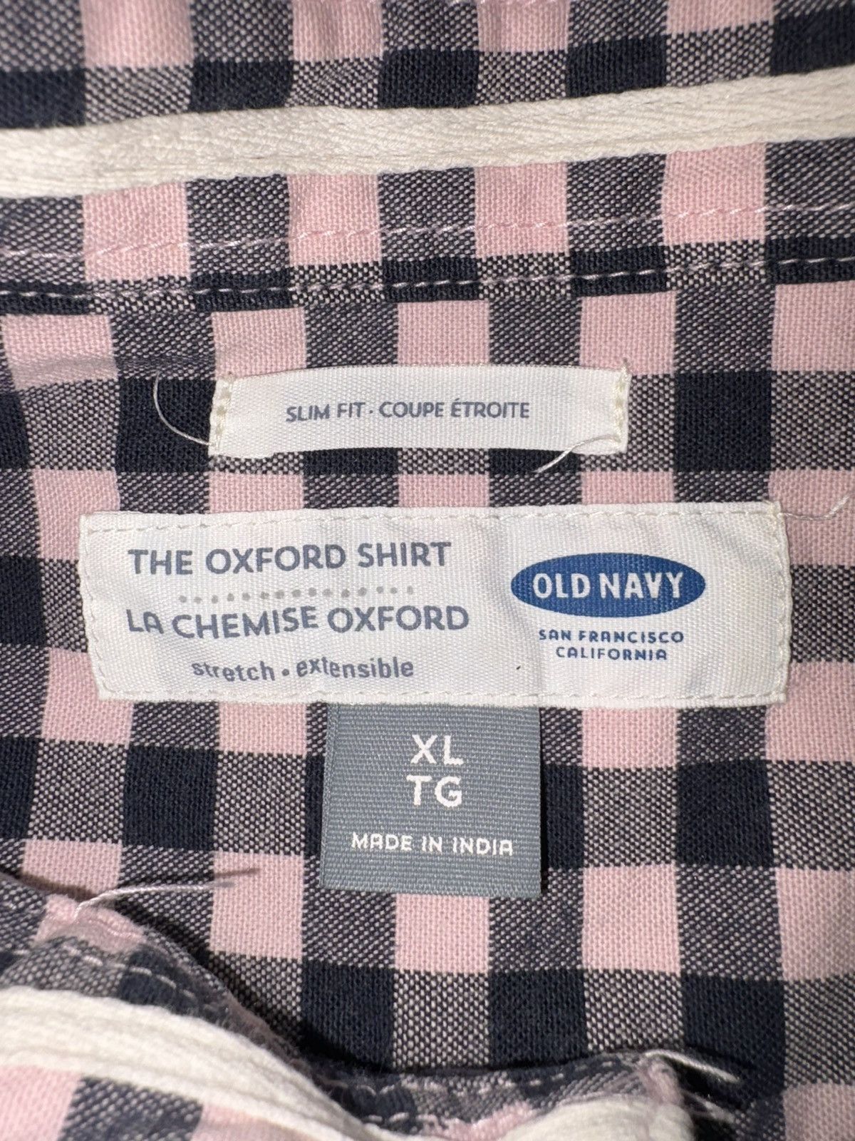 Old Navy Old Navy Slim Fit Stretch Oxford Shirt - Navy/Pink Gingham Size US XL / EU 56 / 4 - 6 Thumbnail